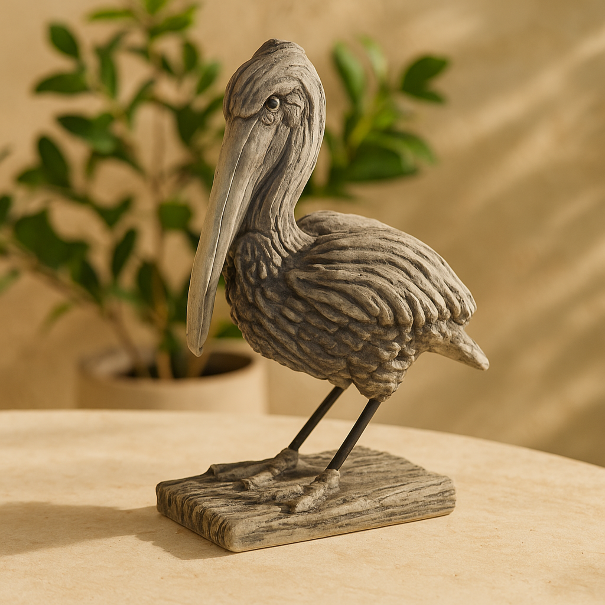 Pelican Gray Polystone Textured Decorative Sculpture