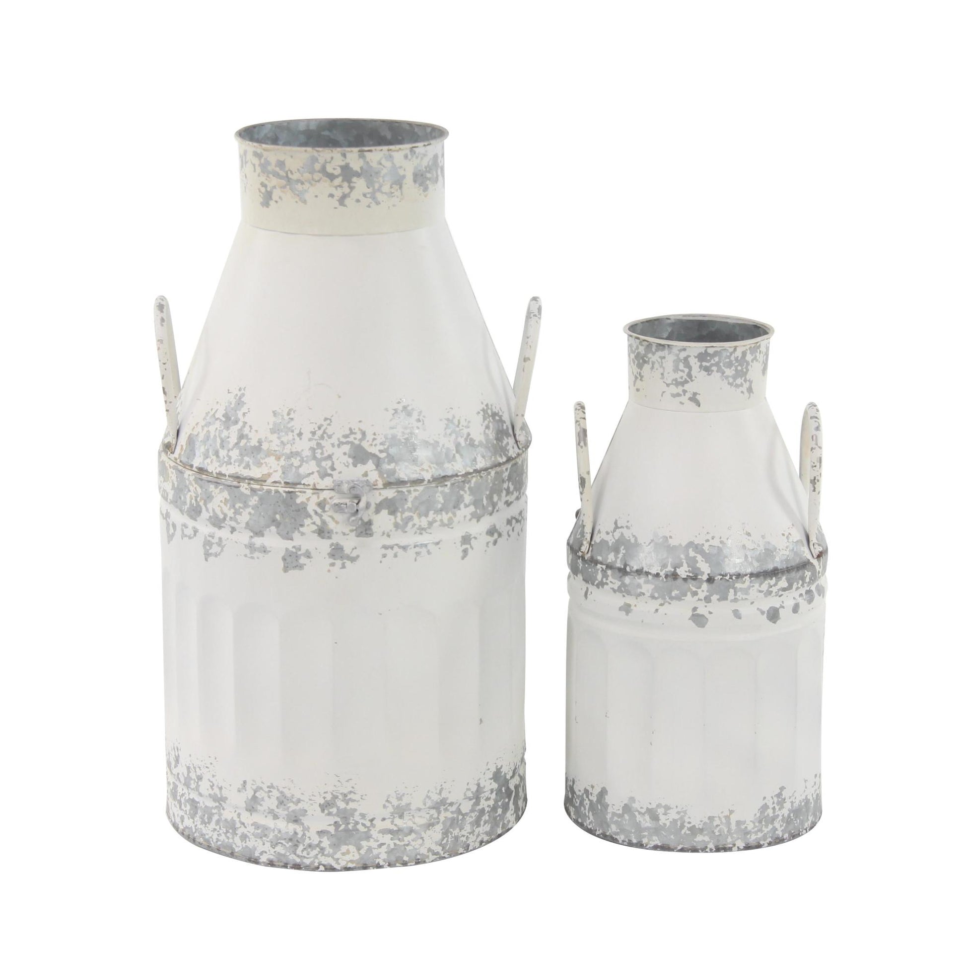 Set of 2 White Metal Decorative Vase