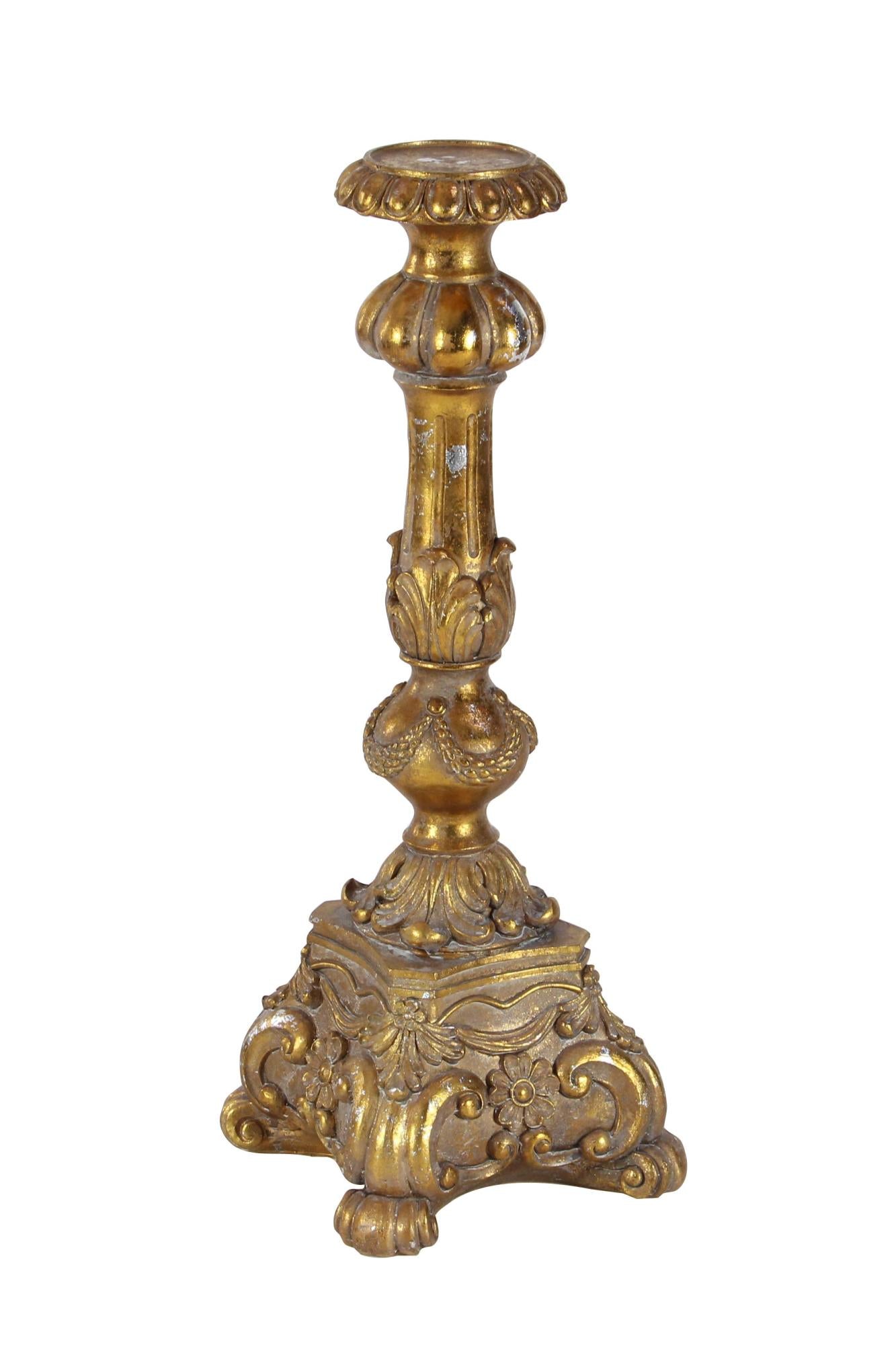 Gold Polystone Tall Standing Decorative Candle Holder