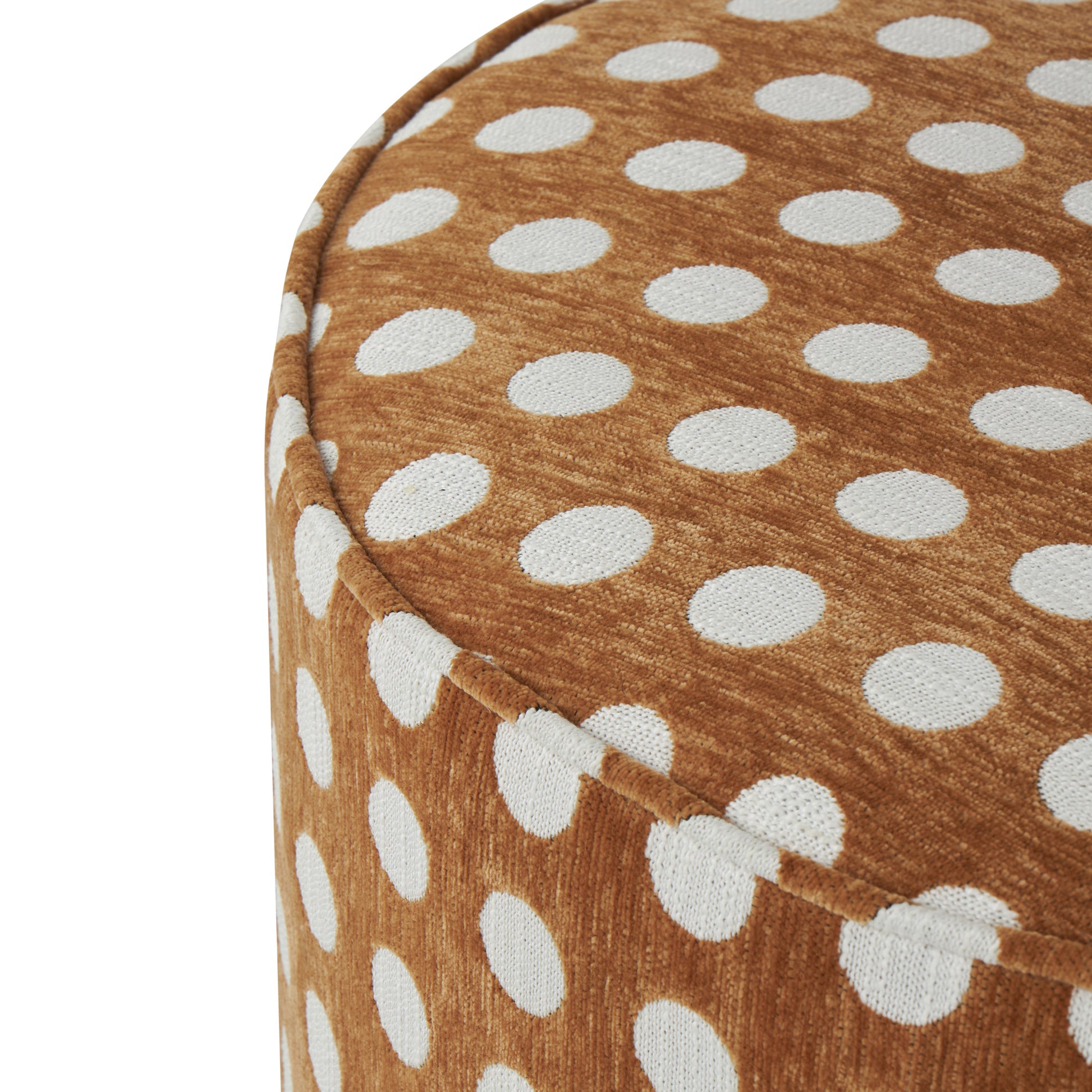 Brown Polyester Round Swivel Boucle Living Room Accent Chair with White Spots