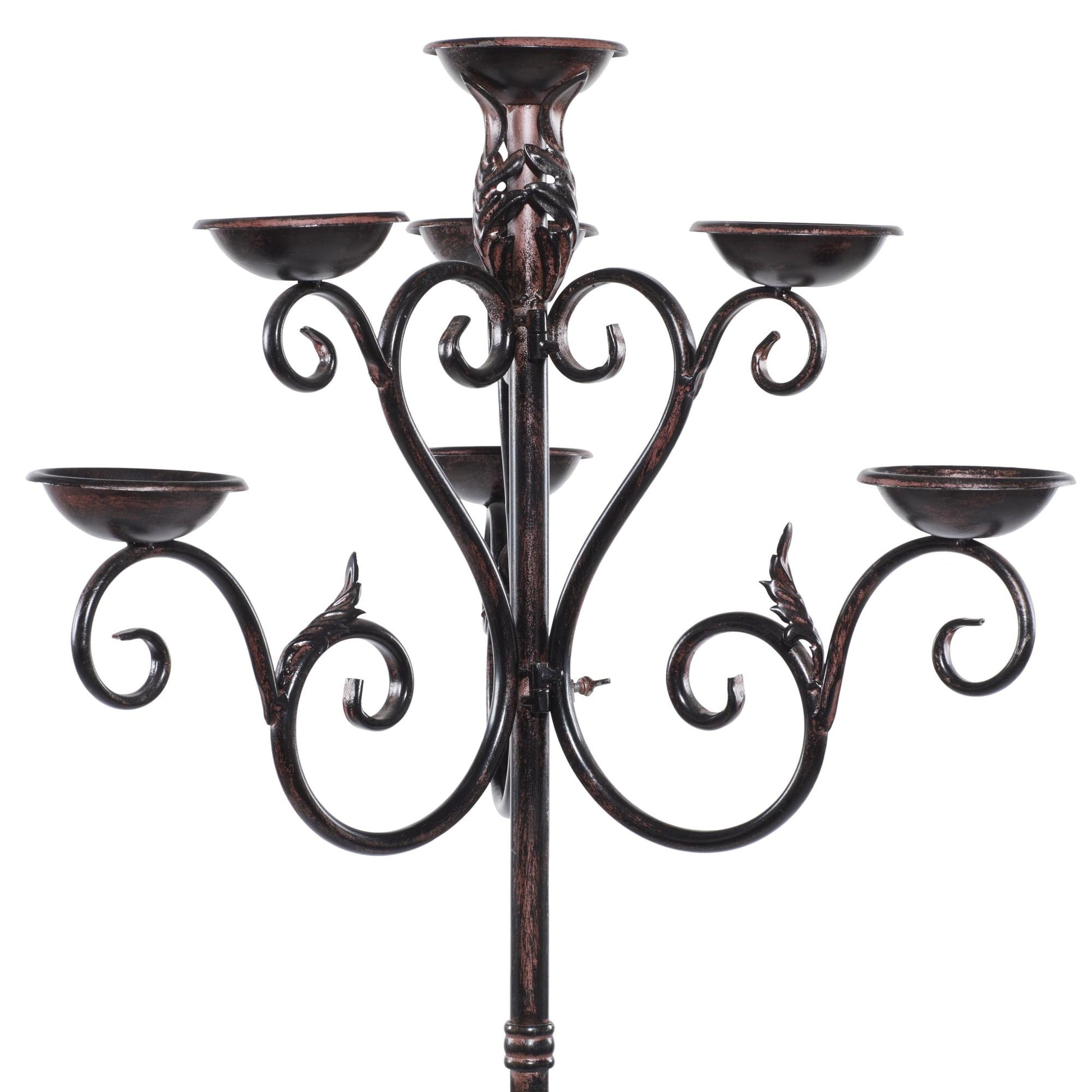 Scroll Brown Metal Tall Decorative Candelabra