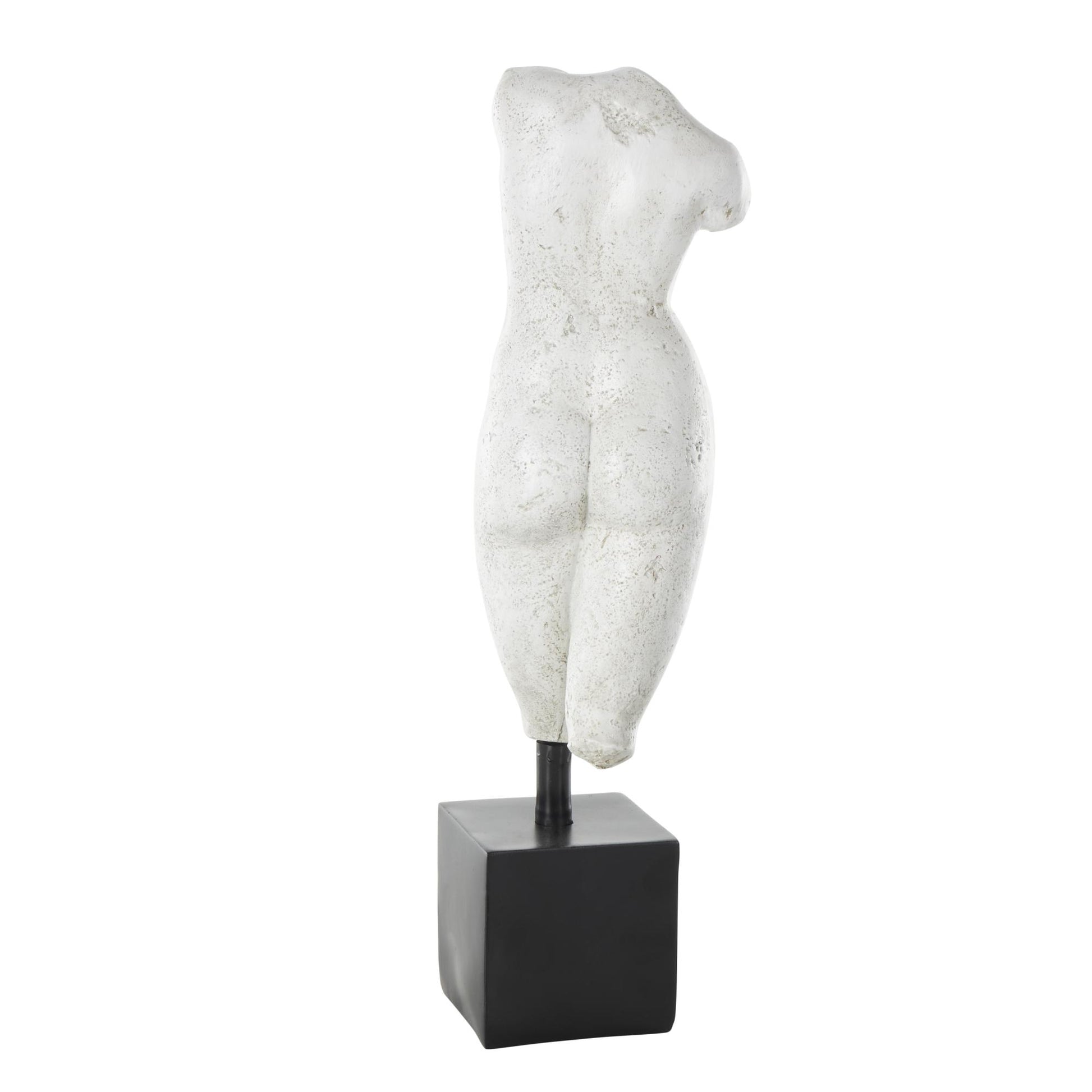 People White Polystone Decorative Sculpture with Black Square Base