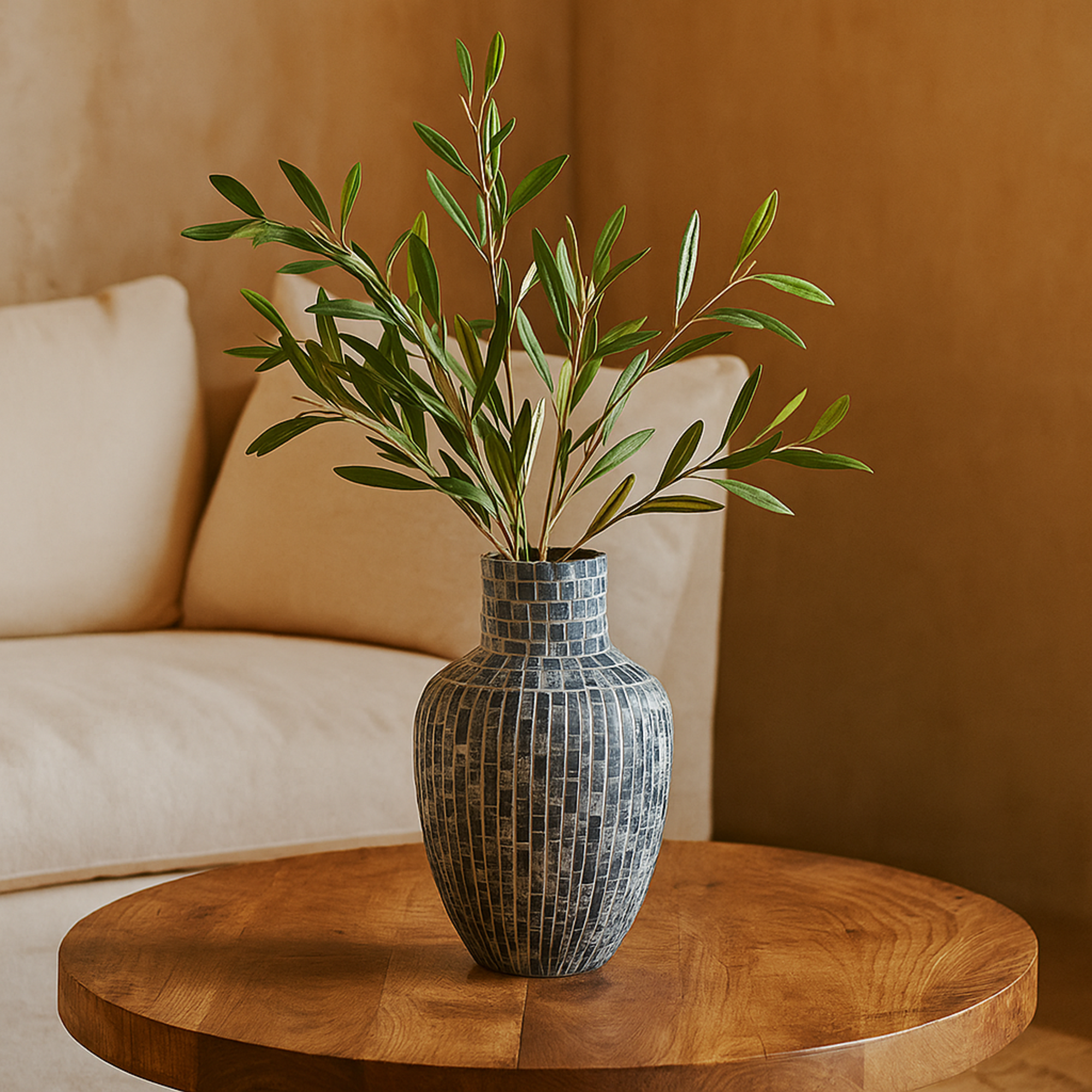 Blue Mother of Pearl Shell Handmade Decorative Vase