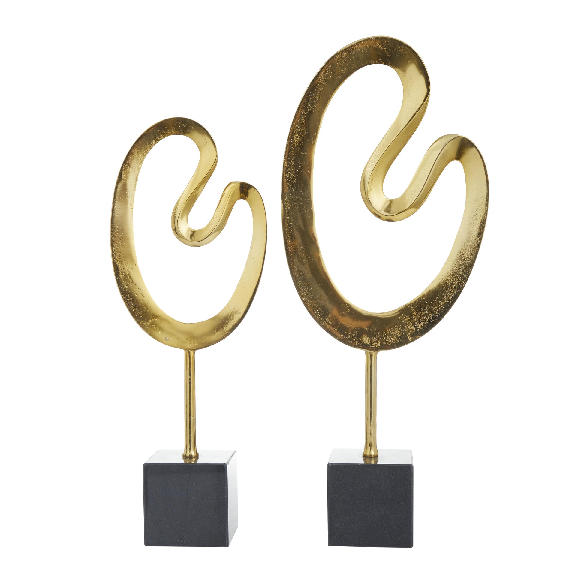 CosmoLiving by Cosmopolitan Set of 2 Abstract Marble Decorative Sculpture with Black Base