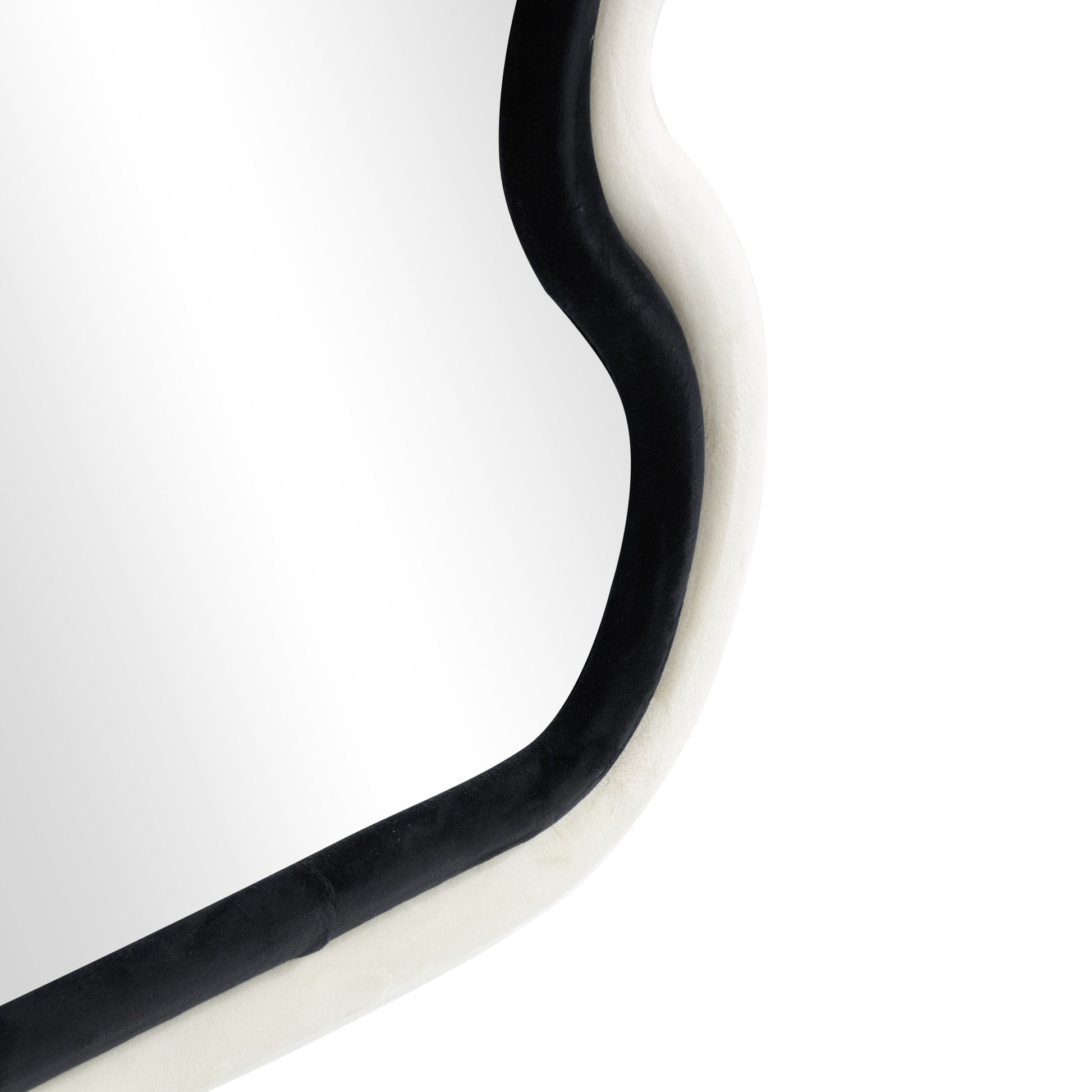Black Velvet Abstract Wavy Room Wall Mirror with Layered Frame