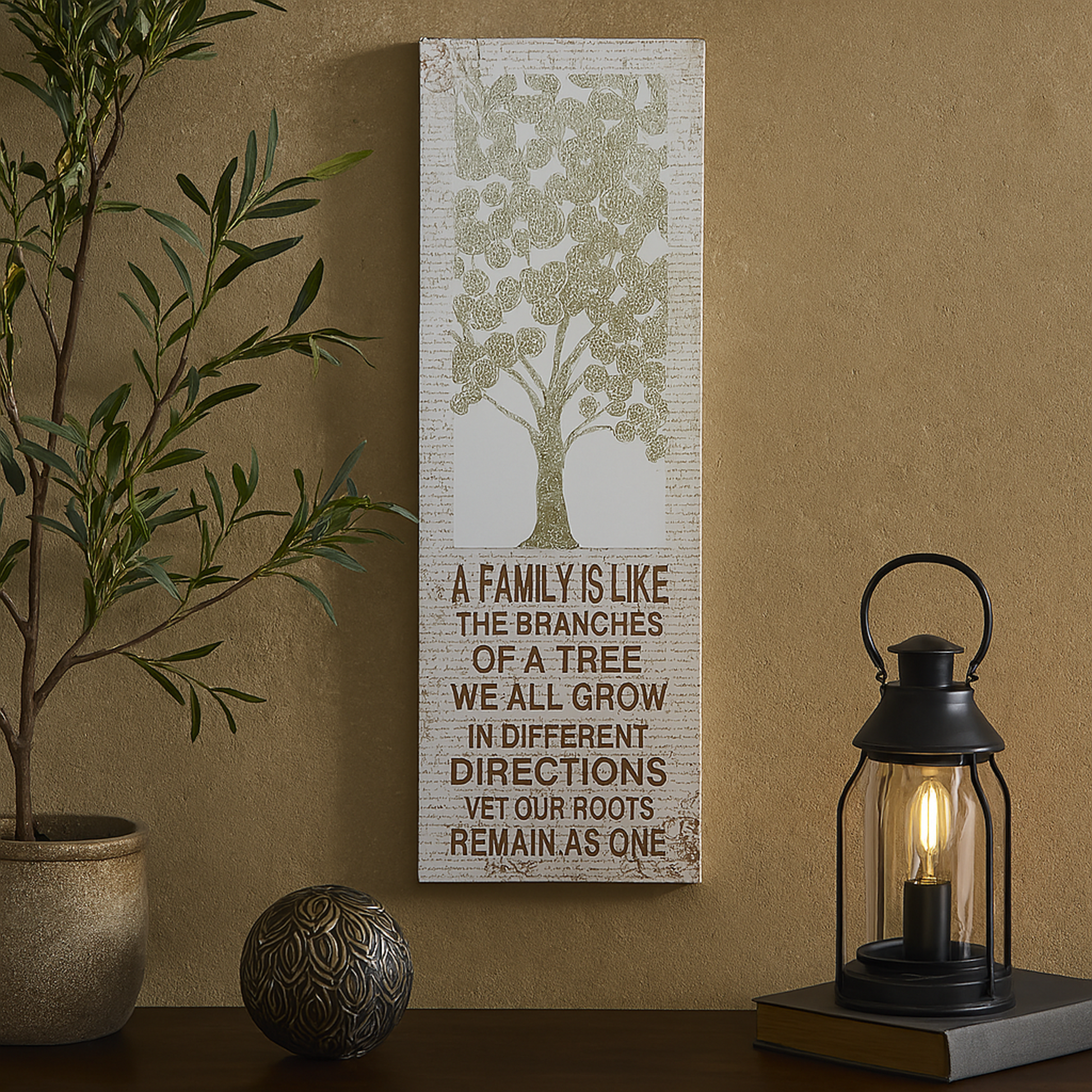 Sign Beige Metal Tree Home Wall Decor