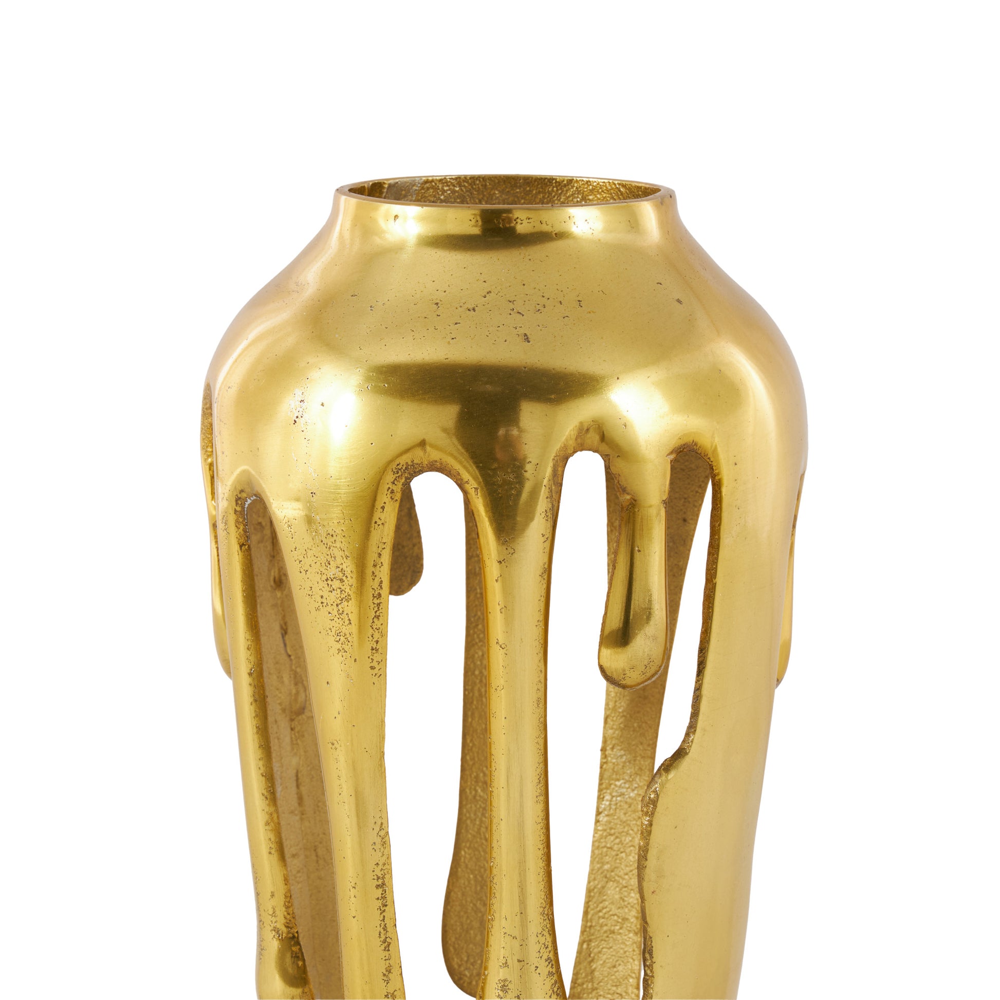 Abstract Aluminum Metal Drip Decorative Vase with Melting Designed Body