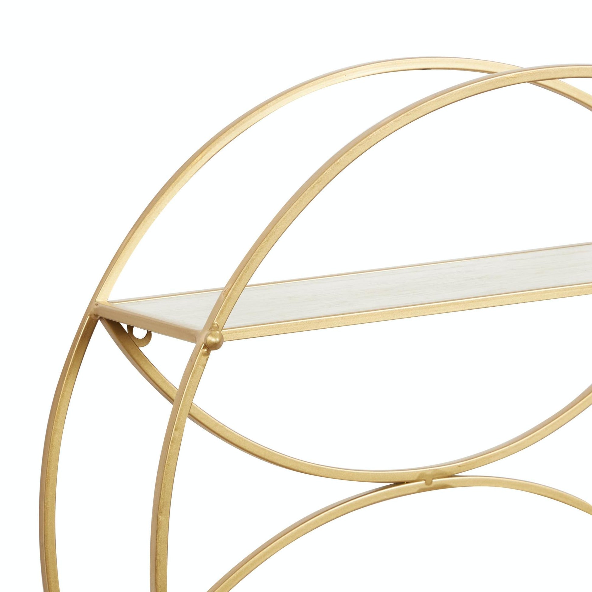CosmoLiving by Cosmopolitan Geometric Gold Metal Round 2 Shelves Room Wall Shelf