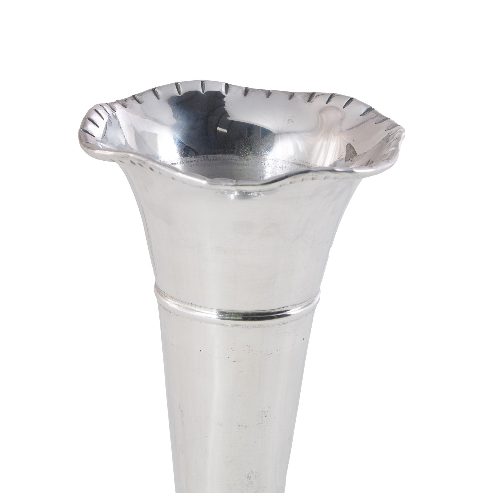 Silver Aluminum Metal Flute Shaped Decorative Vase