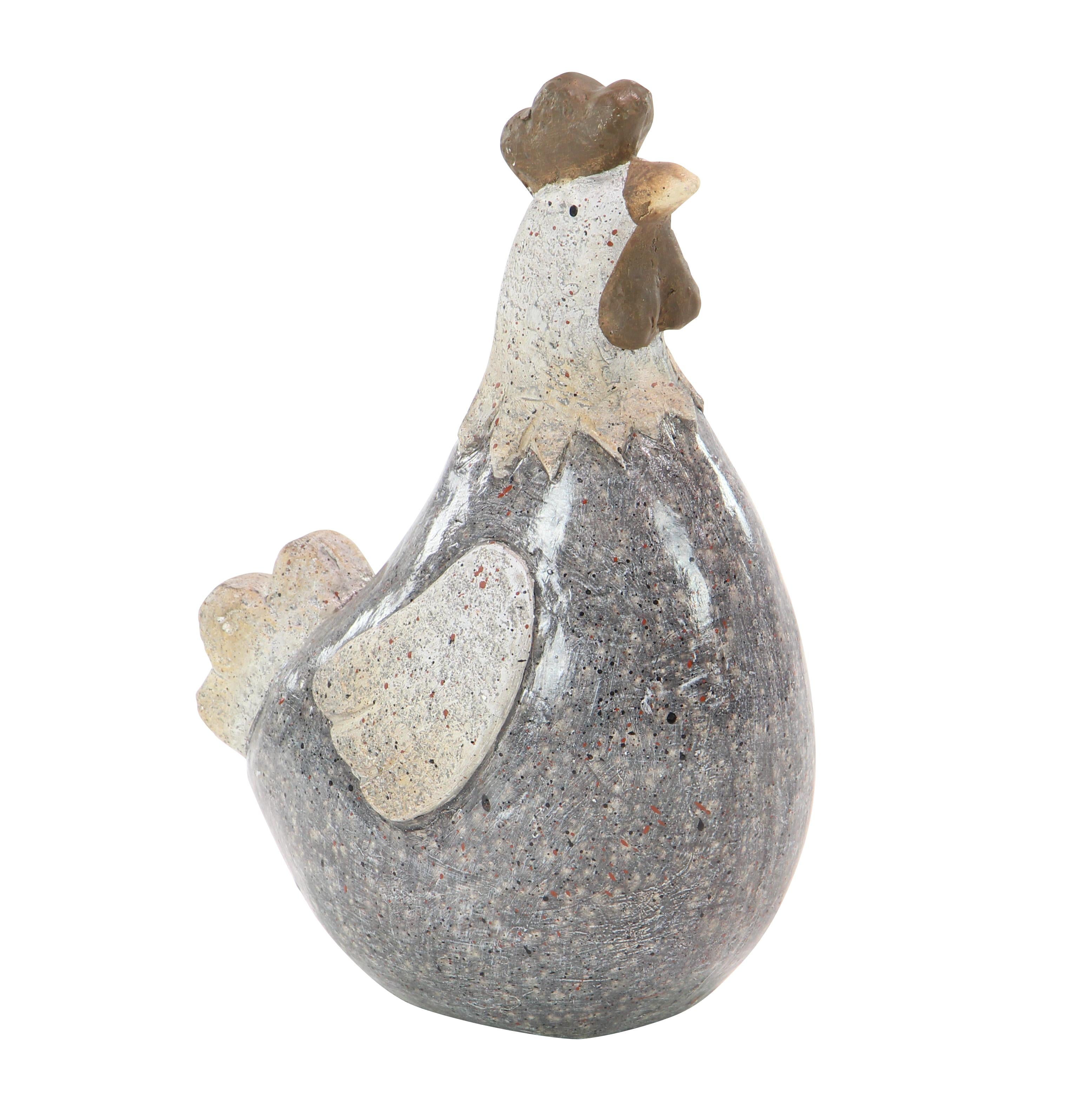 Chicken Gray Polystone Indoor Outdoor Decorative Garden Sculpture