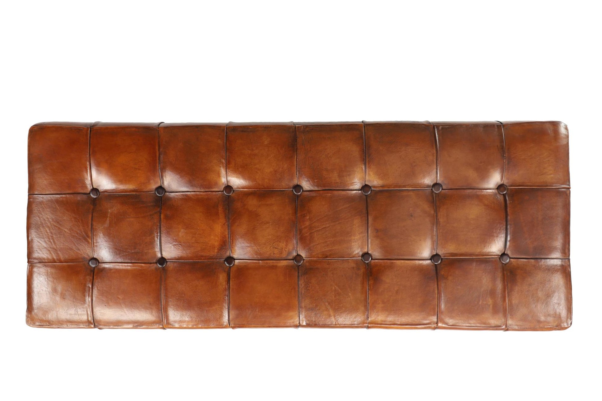 Leather Tufted Upholstered Home Bench with Block Feet