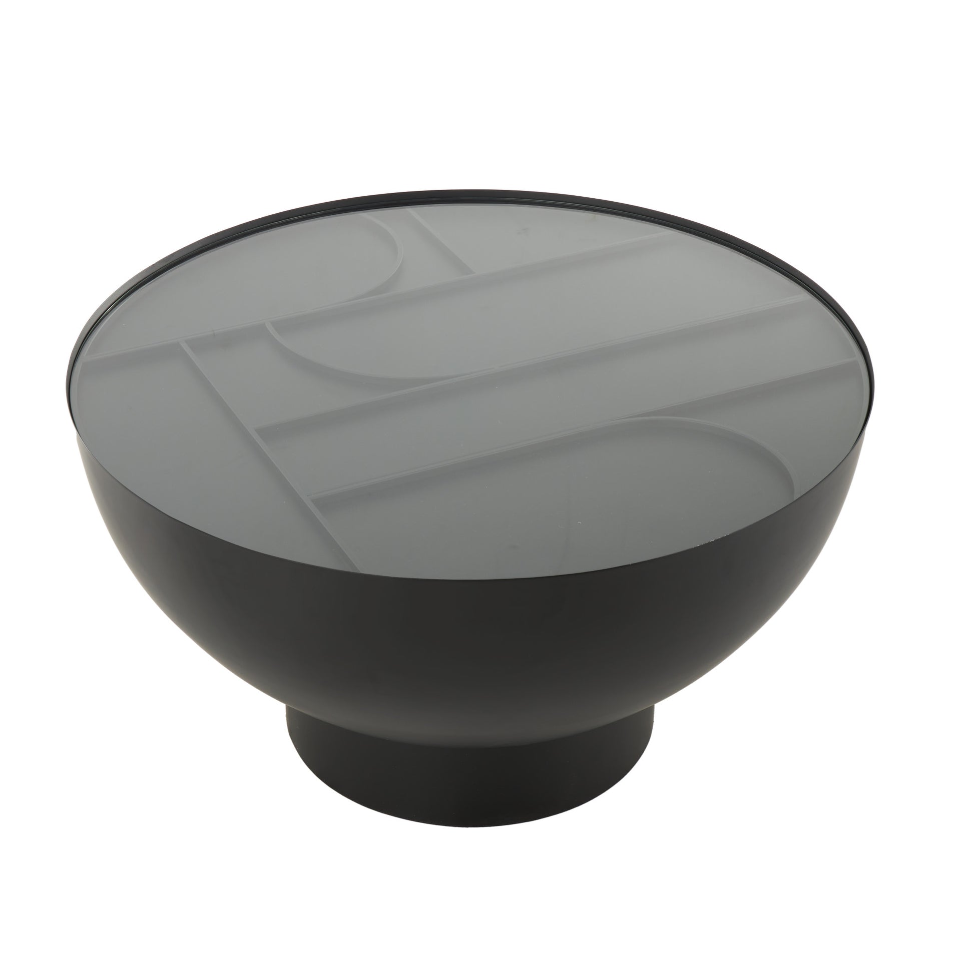 Geometric Black Metal Accent Table with Glass Tabletop and Elevated Base