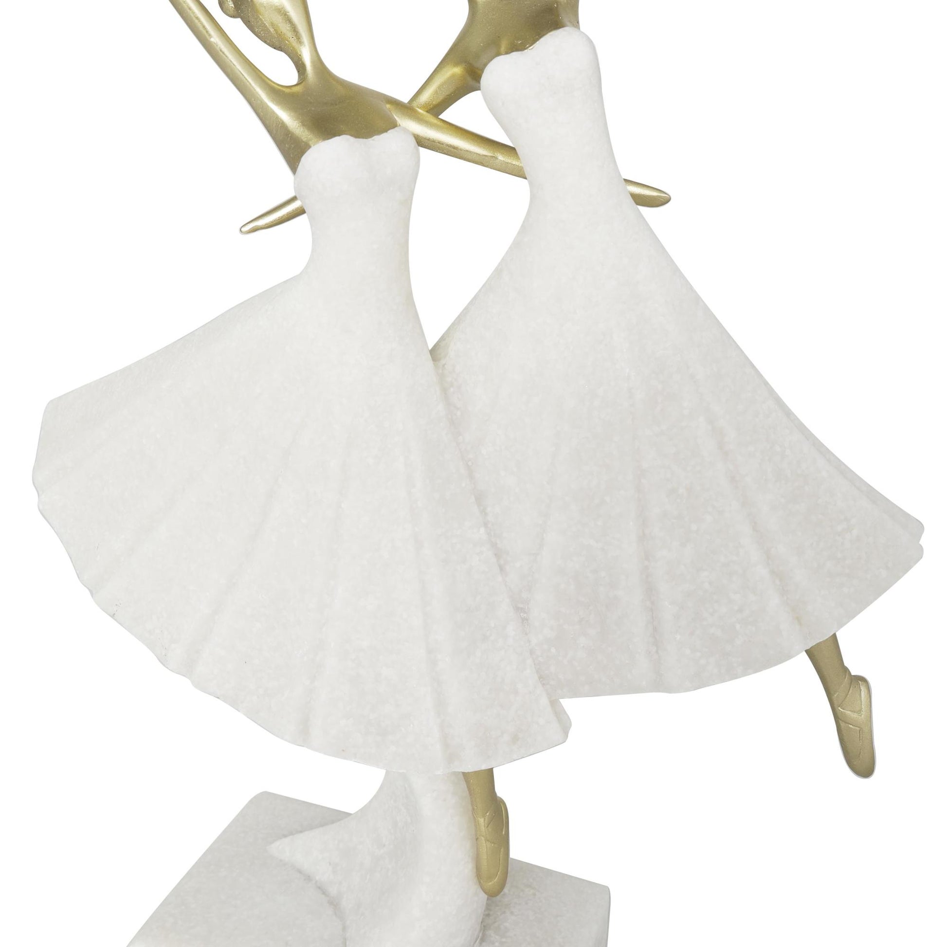 Dancer Cream Polystone Ballet Decorative Sculpture with Gold Accents