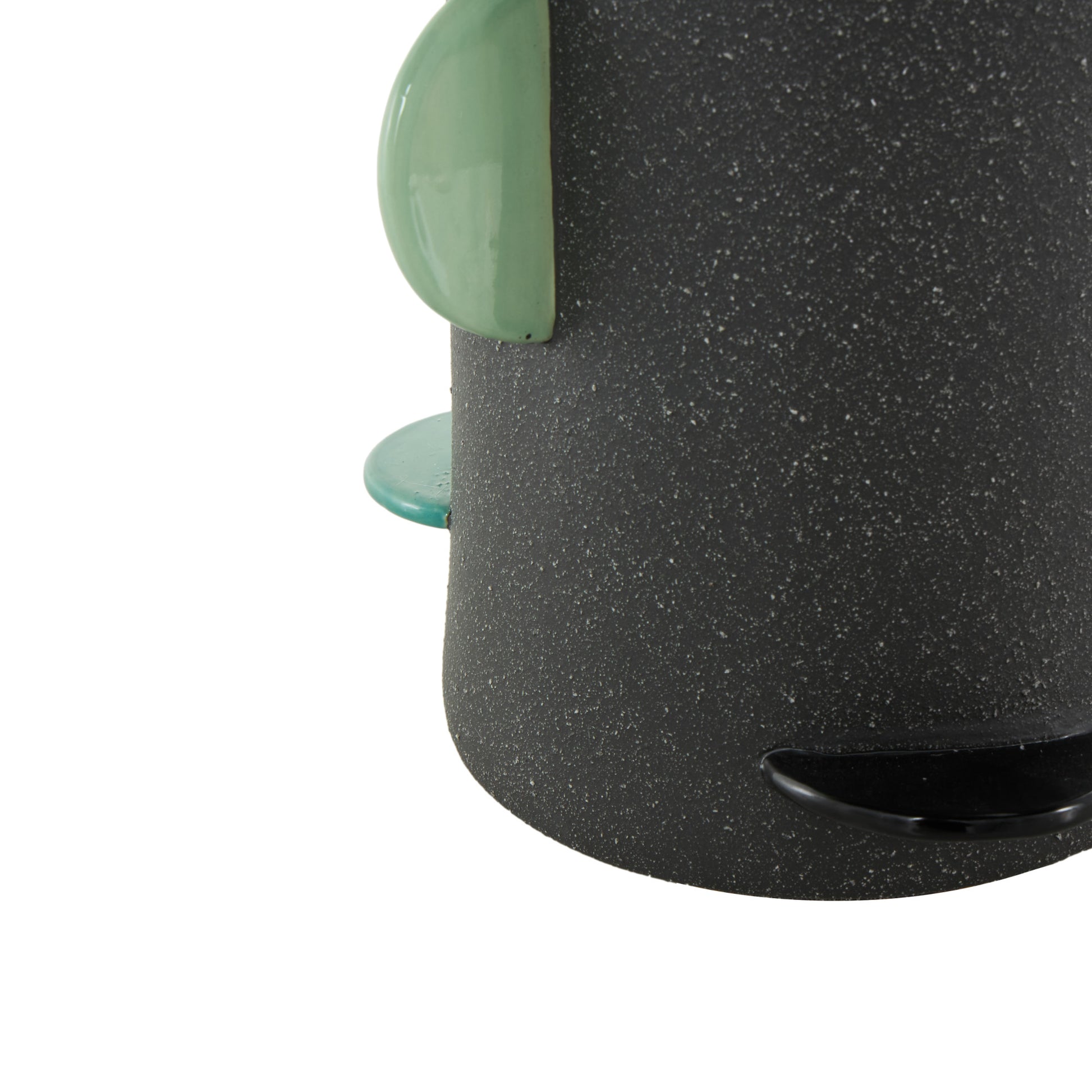 Black Ceramic Textured Decorative Vase with Multicolor Half-Moon Accents