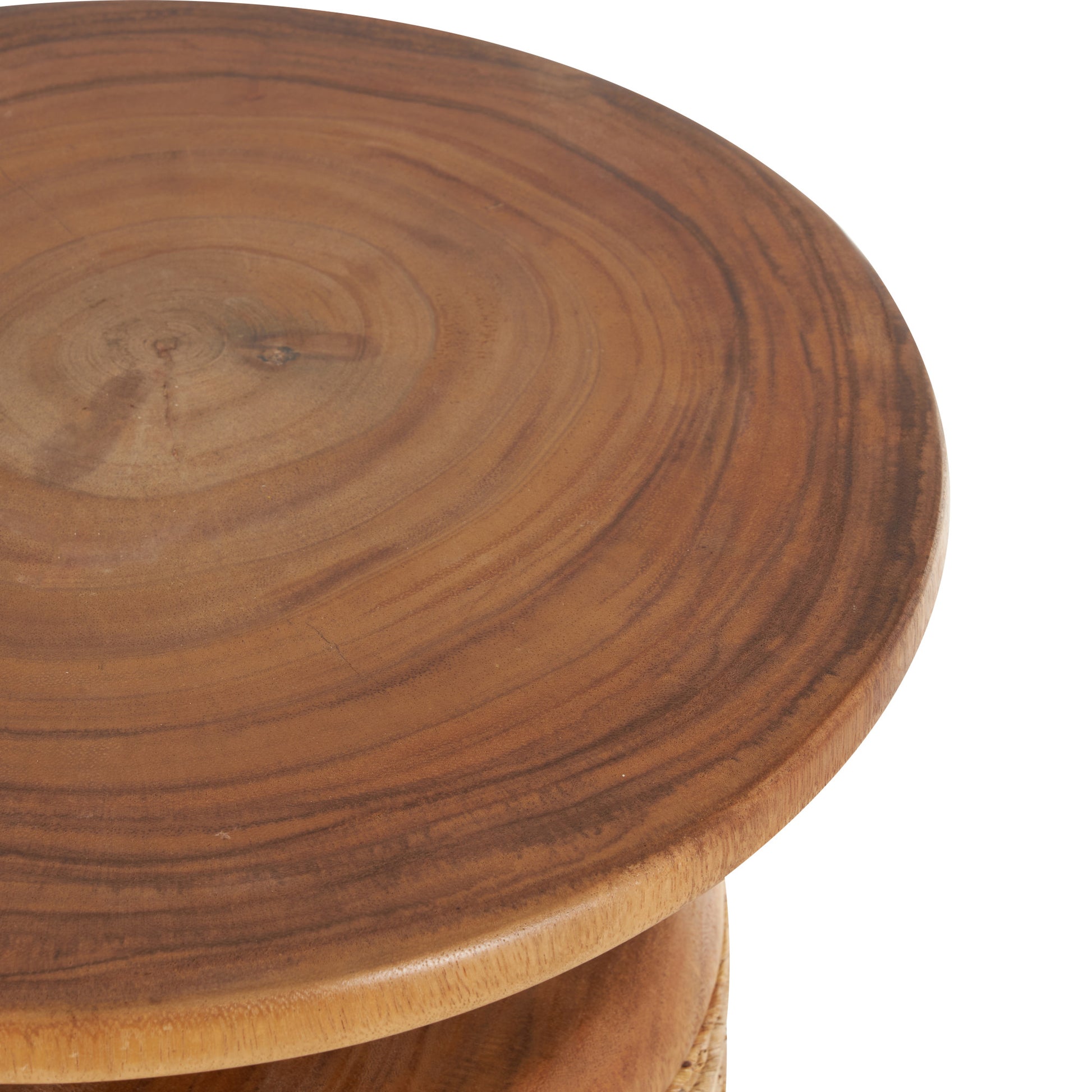 Brown Banana Leaf Handmade Woven Side End Accent Table with Wooden Tabletop