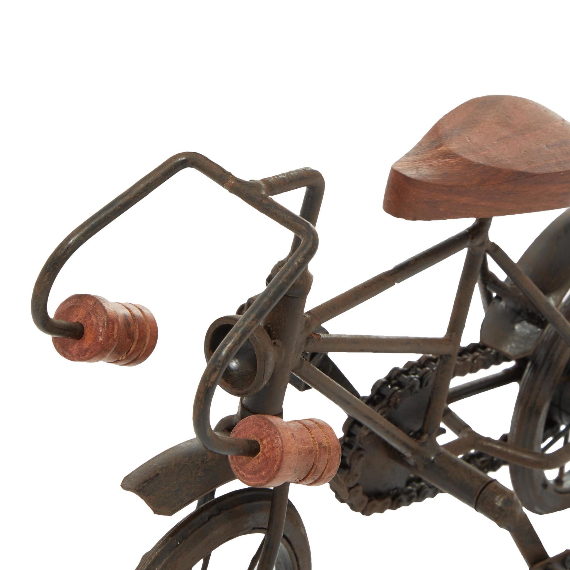 Set of 2 Bike Metal Decorative Sculpture with Wood Accents