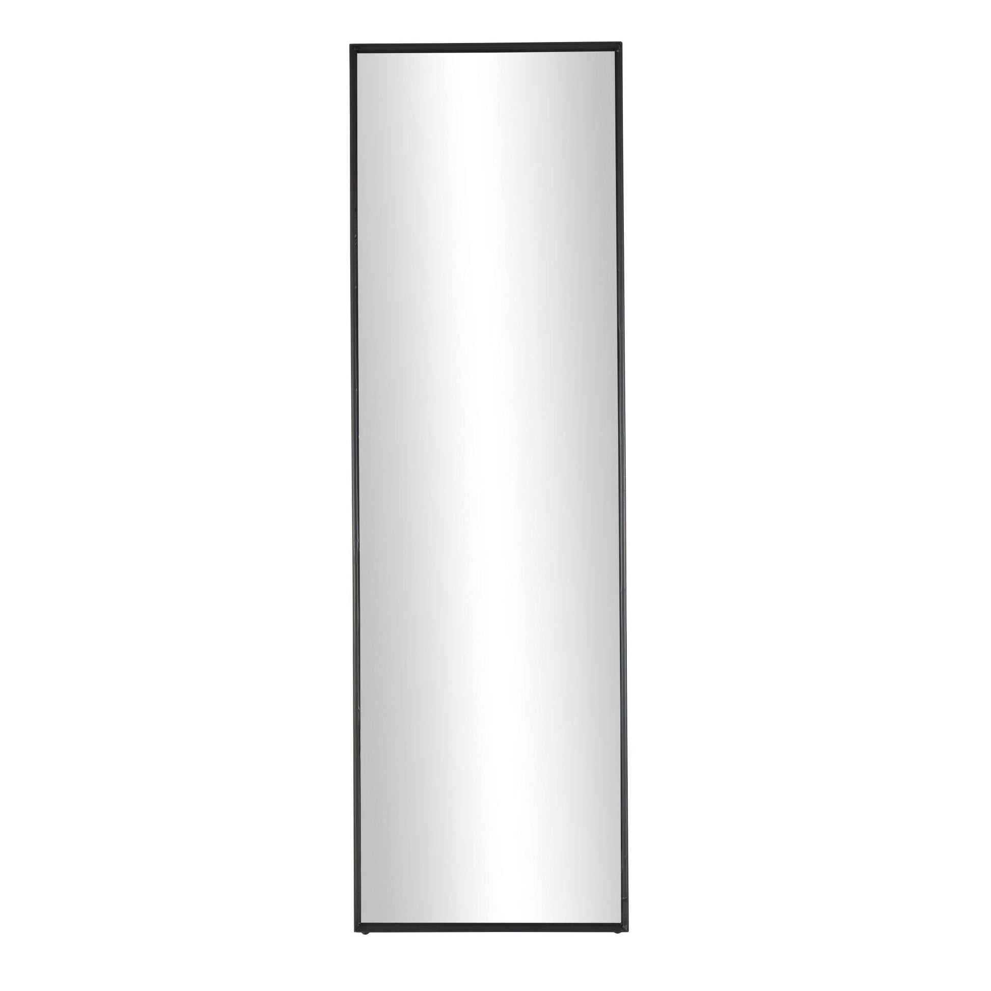 Black Metal Foldable Room Floor Mirror with Thin Frame