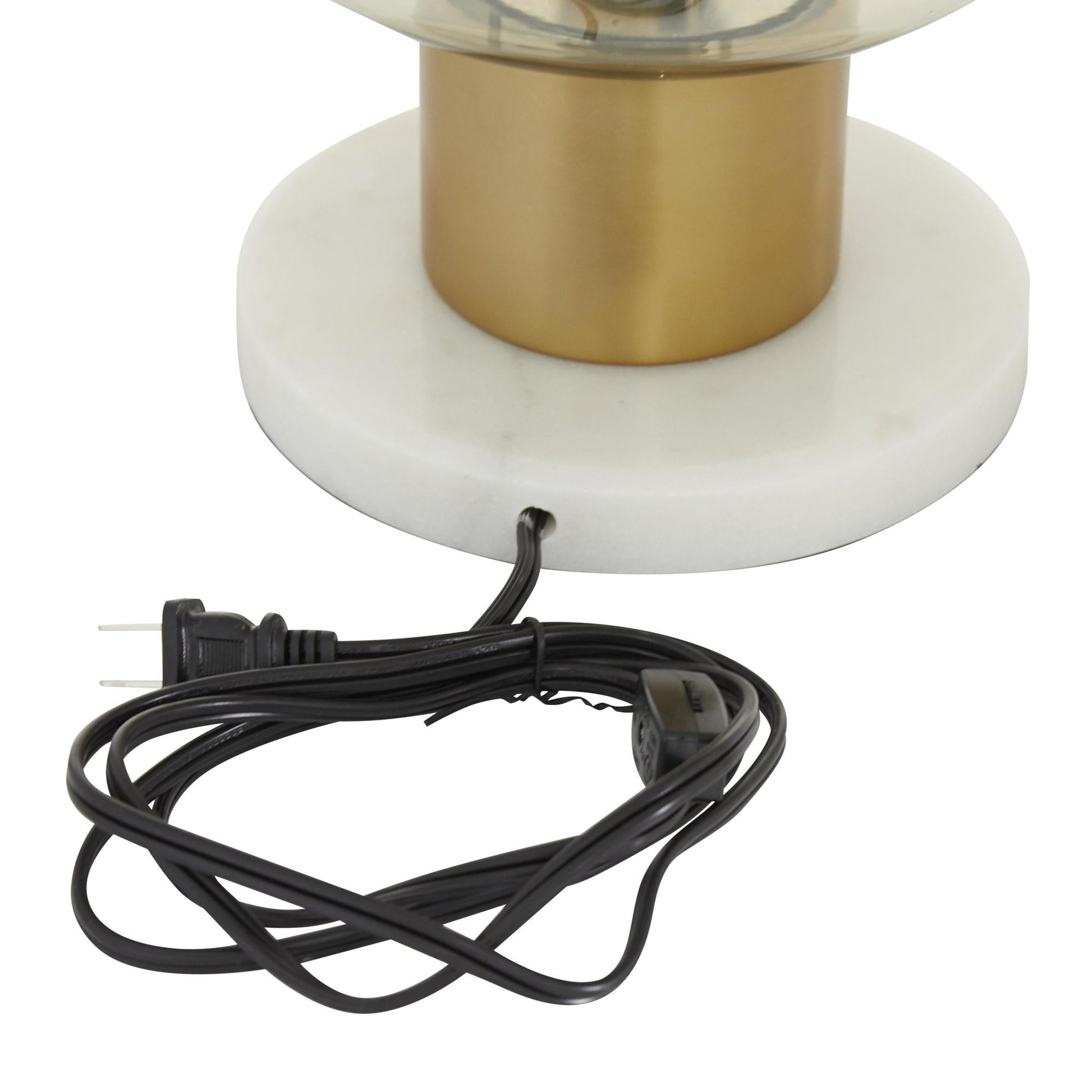 Gold Metal Room Table Lamp with Clear Dome Shaped Shade and Marble Base