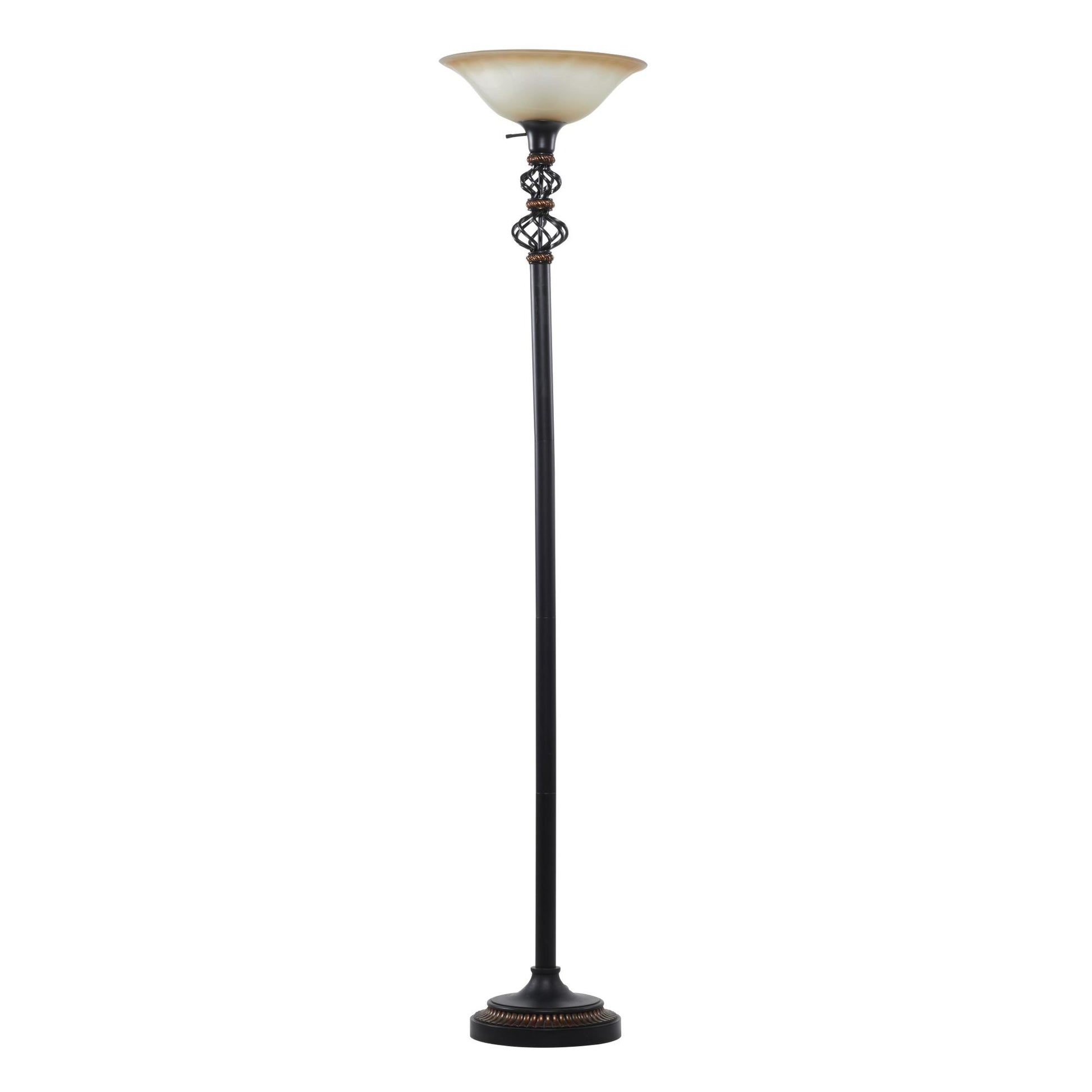 Scroll Black Metal Antique Style Room Torchiere