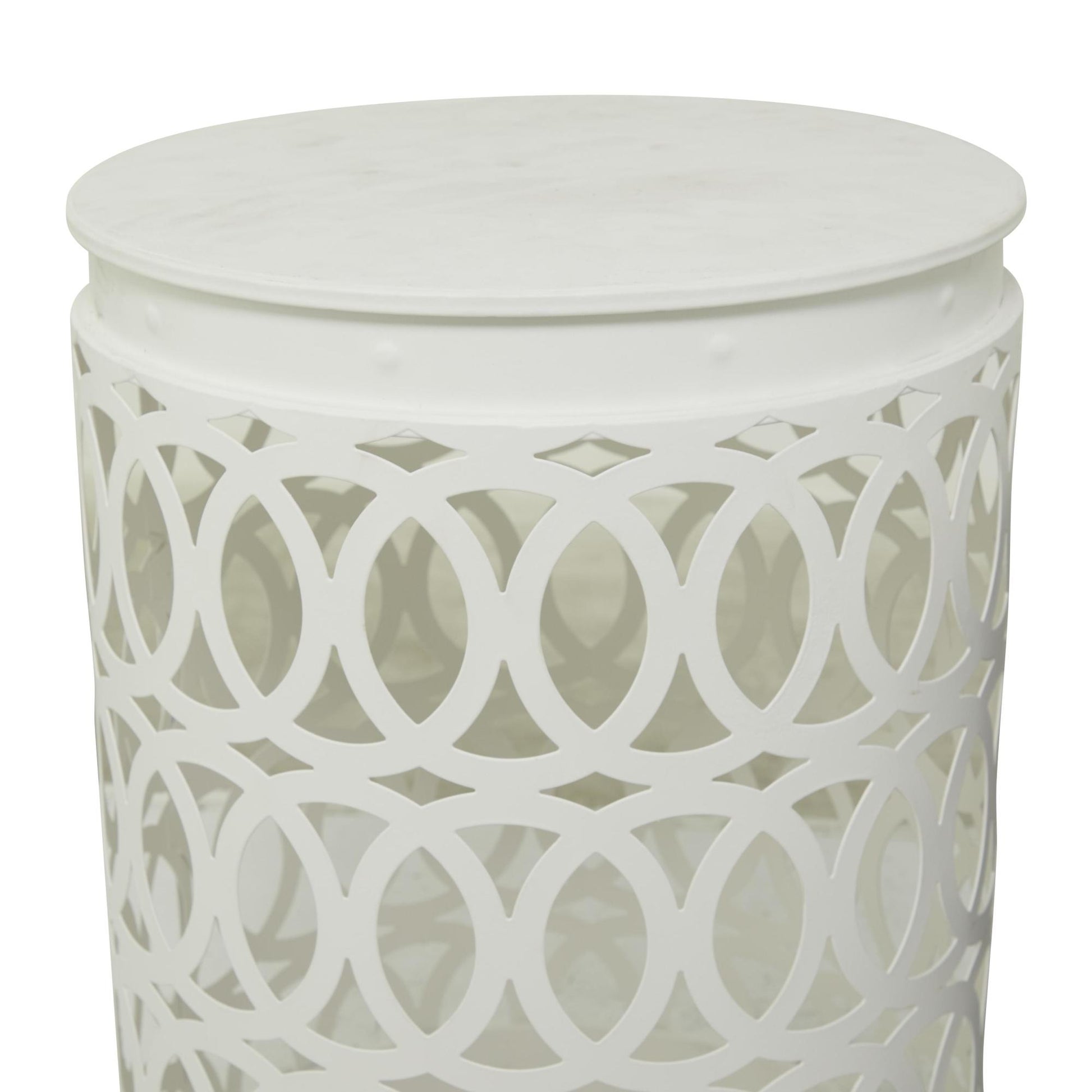 Set of 3 Metal Indoor Outdoor Nesting Side End Accent Table with Carved Trellis Design Set of 3 22", 18", 15"H