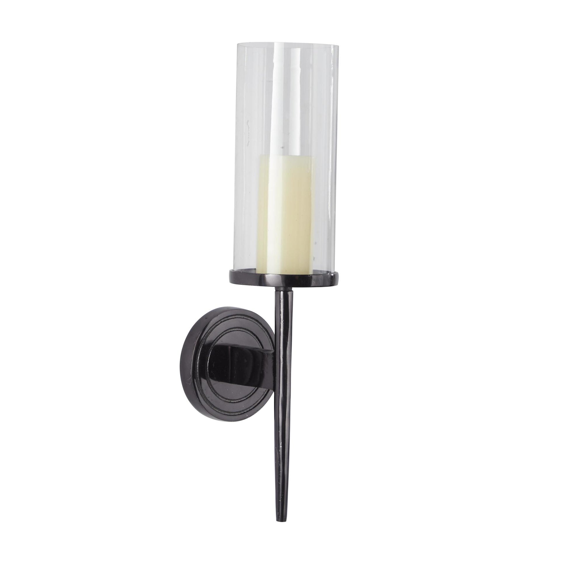 Aluminum Metal Single Candle Indoor Outdoor Wall Sconce with Glass Holder