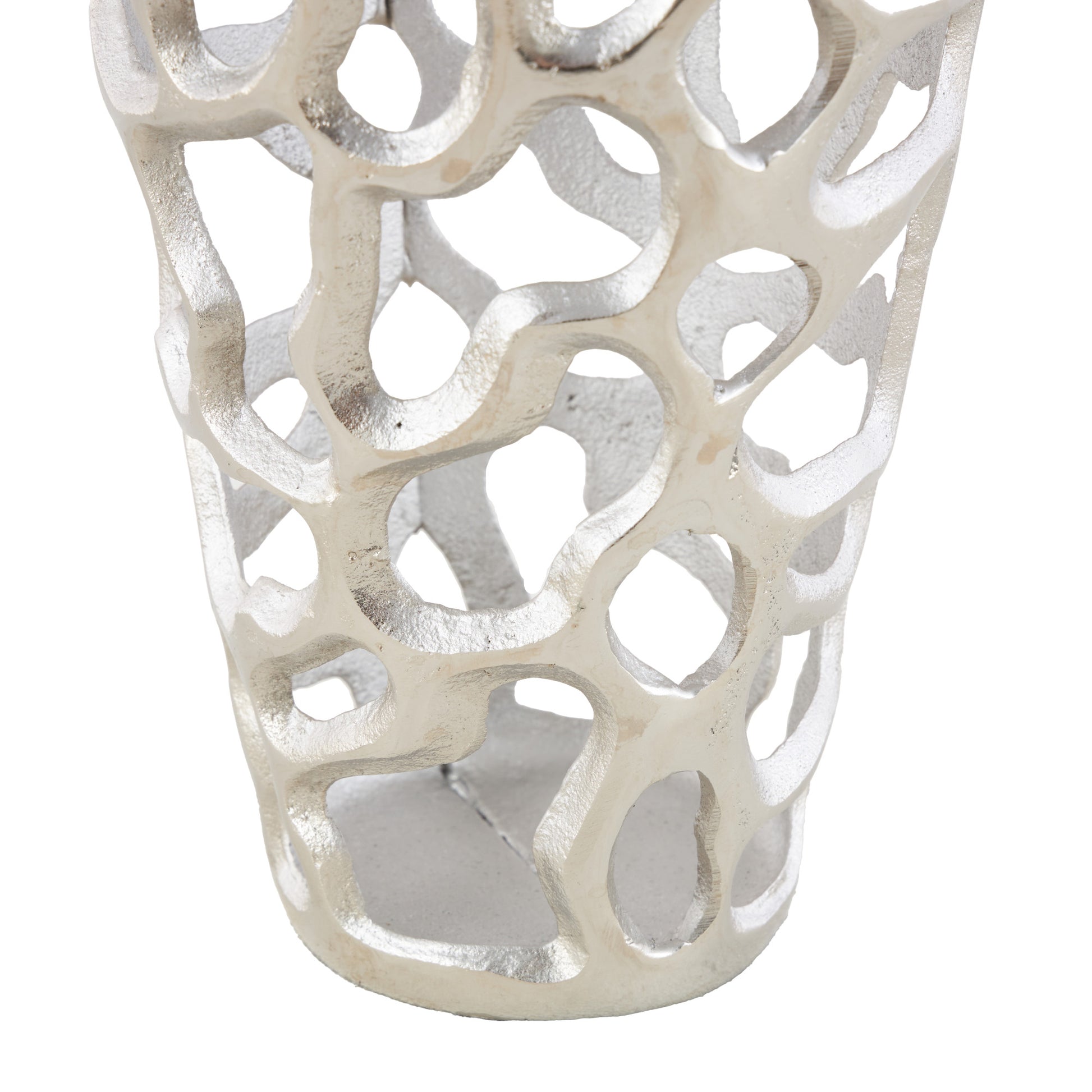 Coral Silver Aluminum Metal Cutout Decorative Vase