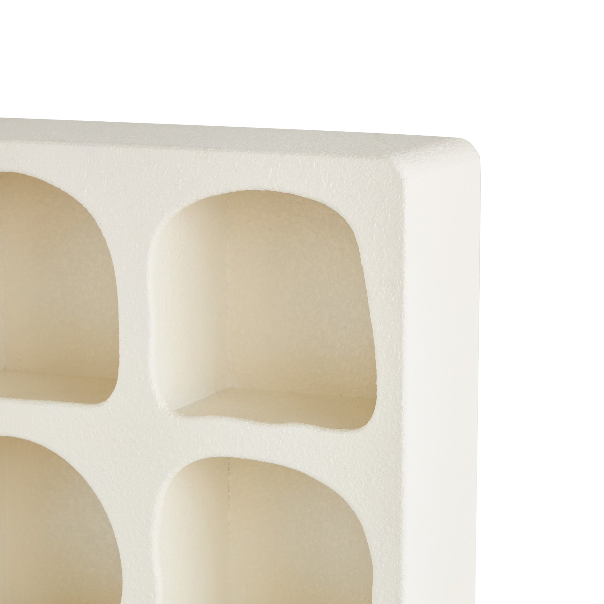 Geometric Wooden 9 Cubby Room Wall Shelf with Abstract Block Shapes