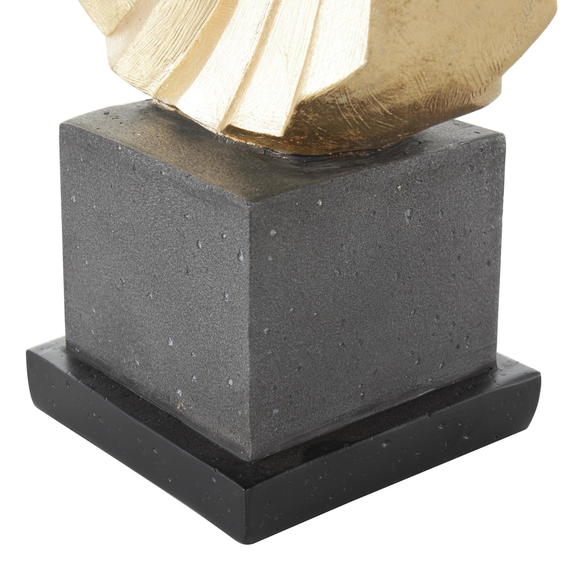 Dancer Gold Polystone Decorative Sculpture with Black Square Base