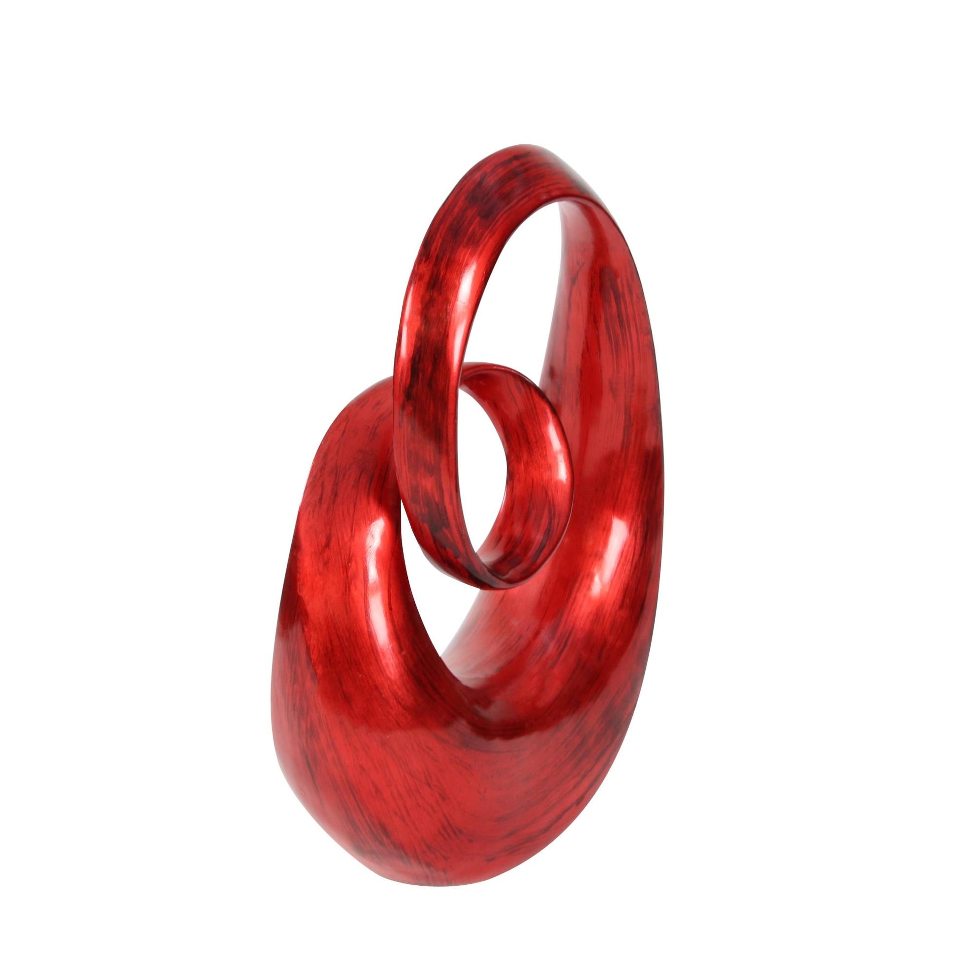 Abstract Red Polystone Swirl Decorative Sculpture