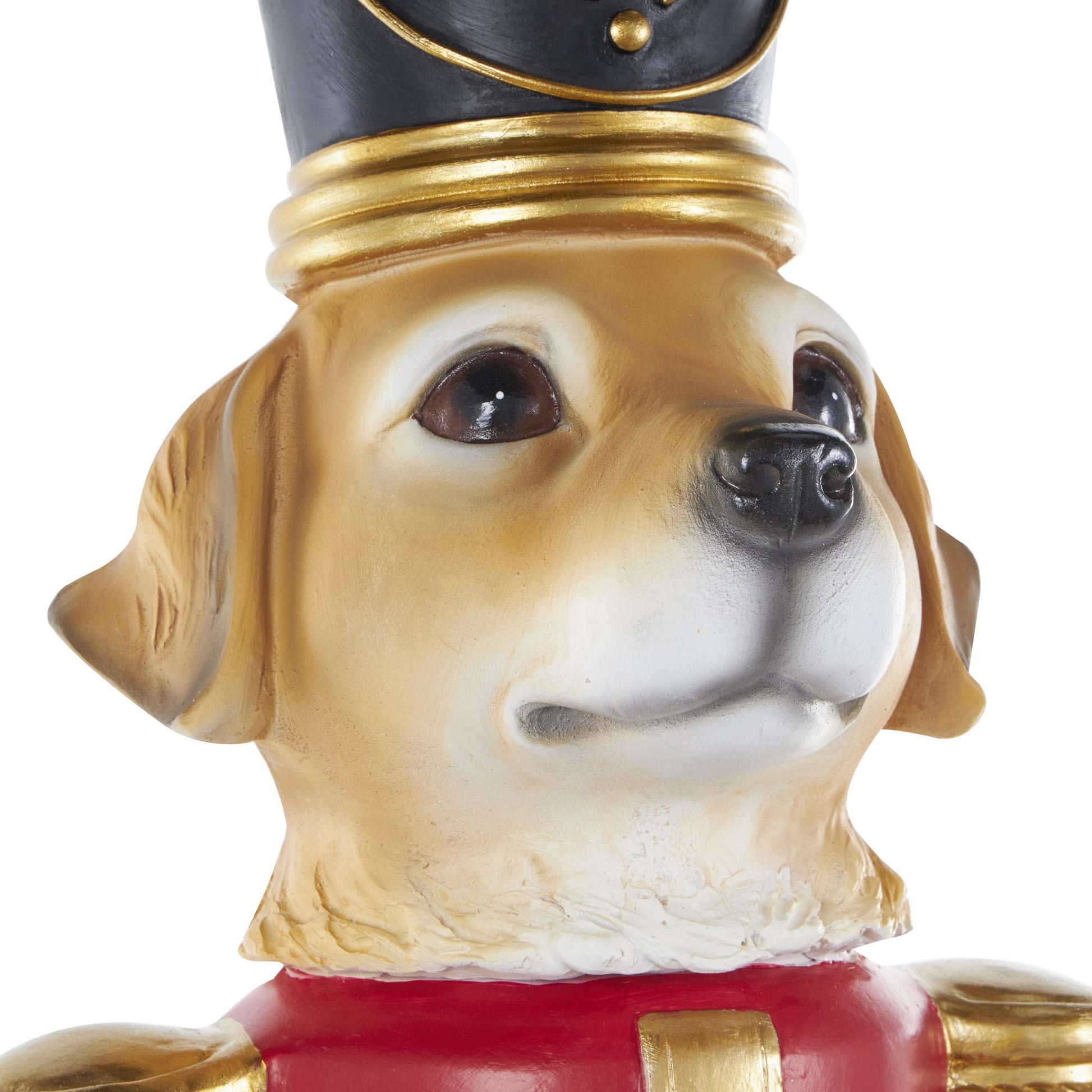 Dog Red Fiberglass Tall Soldier Nutcracker Decorative Christmas Sculpture with LED Light Snow Globe