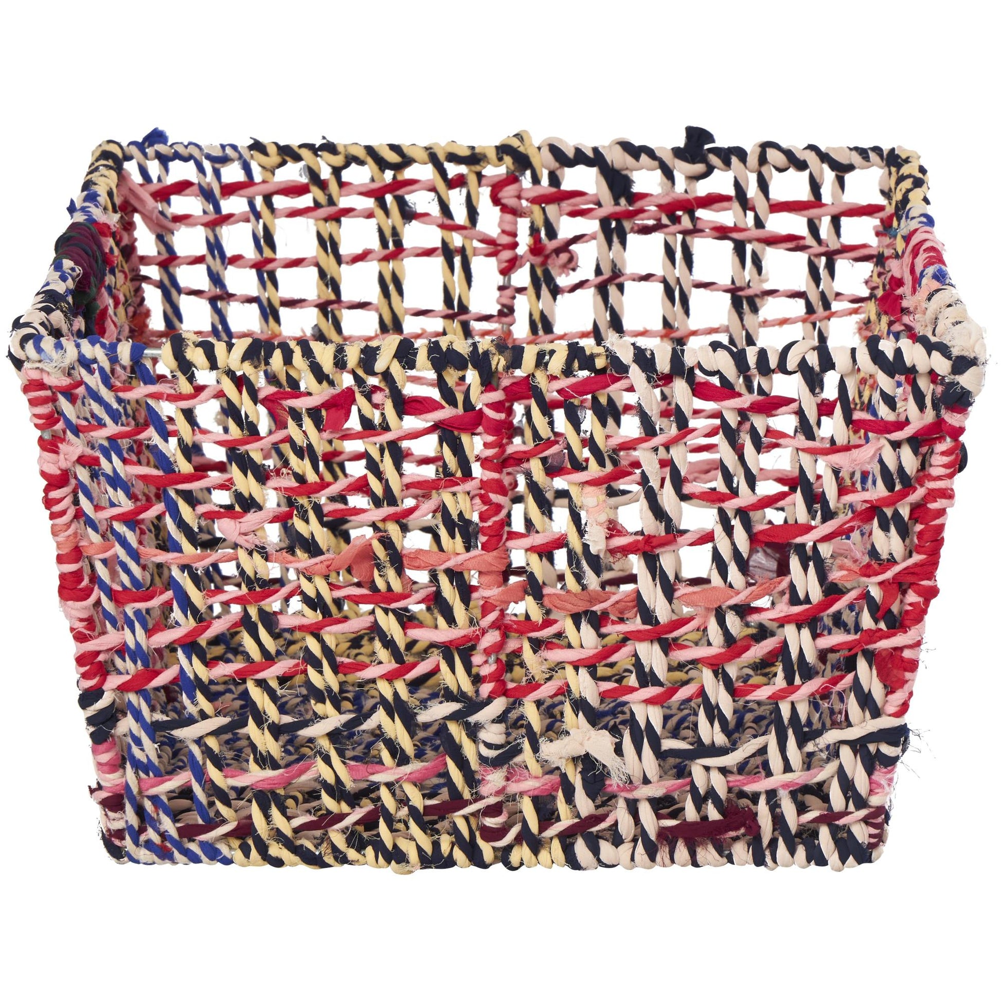 CosmoLiving by Cosmopolitan Cotton Fabric Handmade Storage Basket with Handles