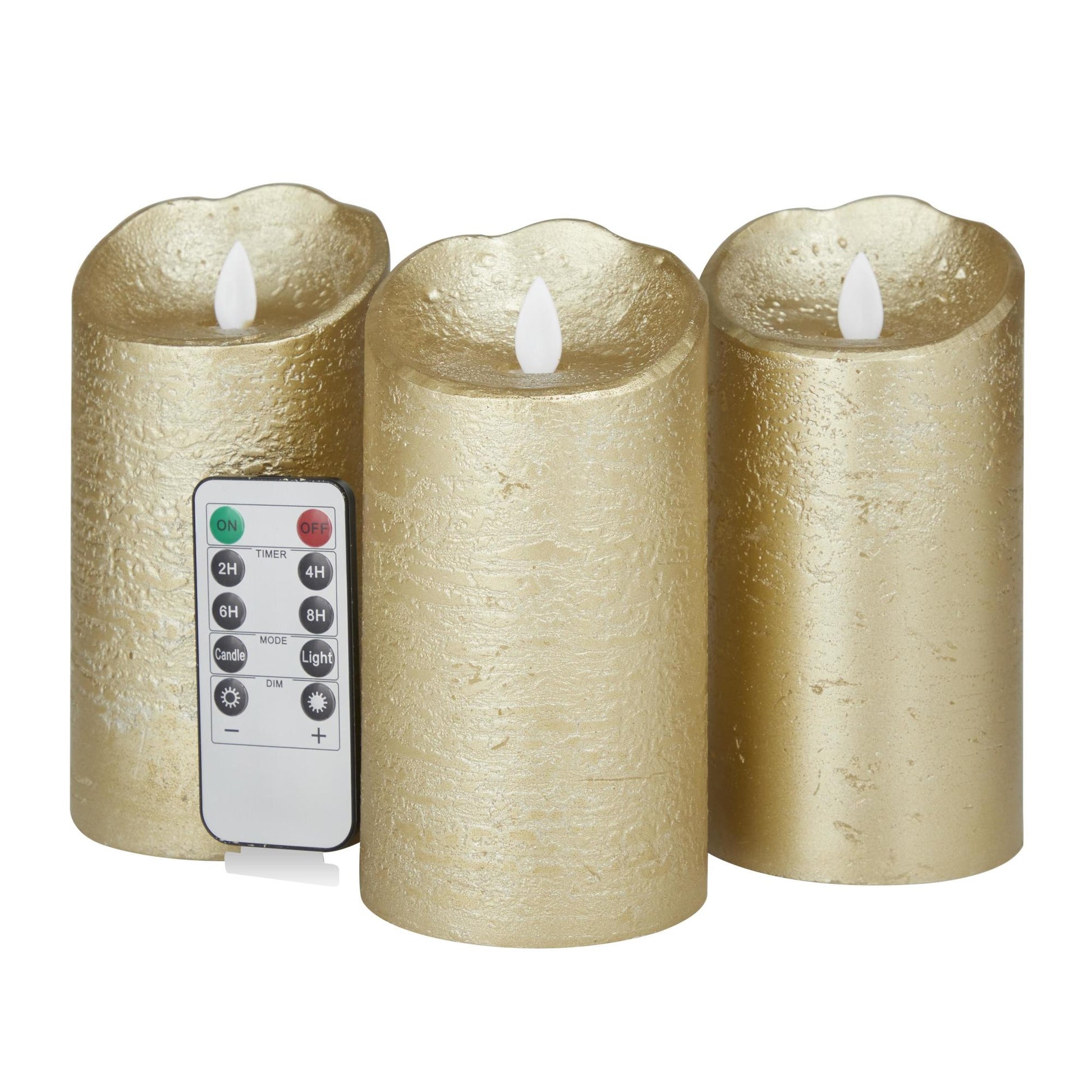 Set of 3 Wax Indoor Outdoor Flameless Candle with Remote Control