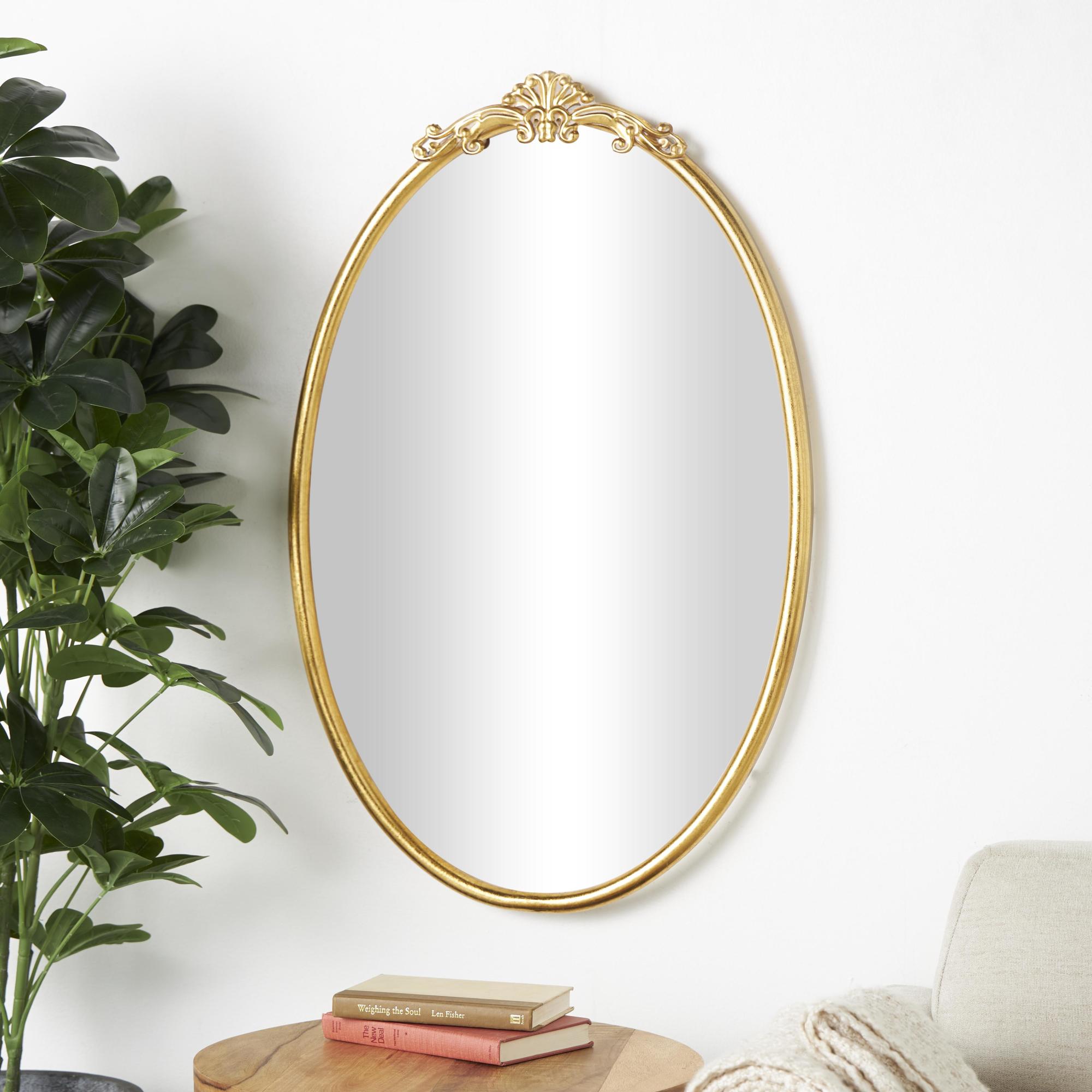 Scroll Gold Metal Ornate Baroque Oval Room Wall Mirror