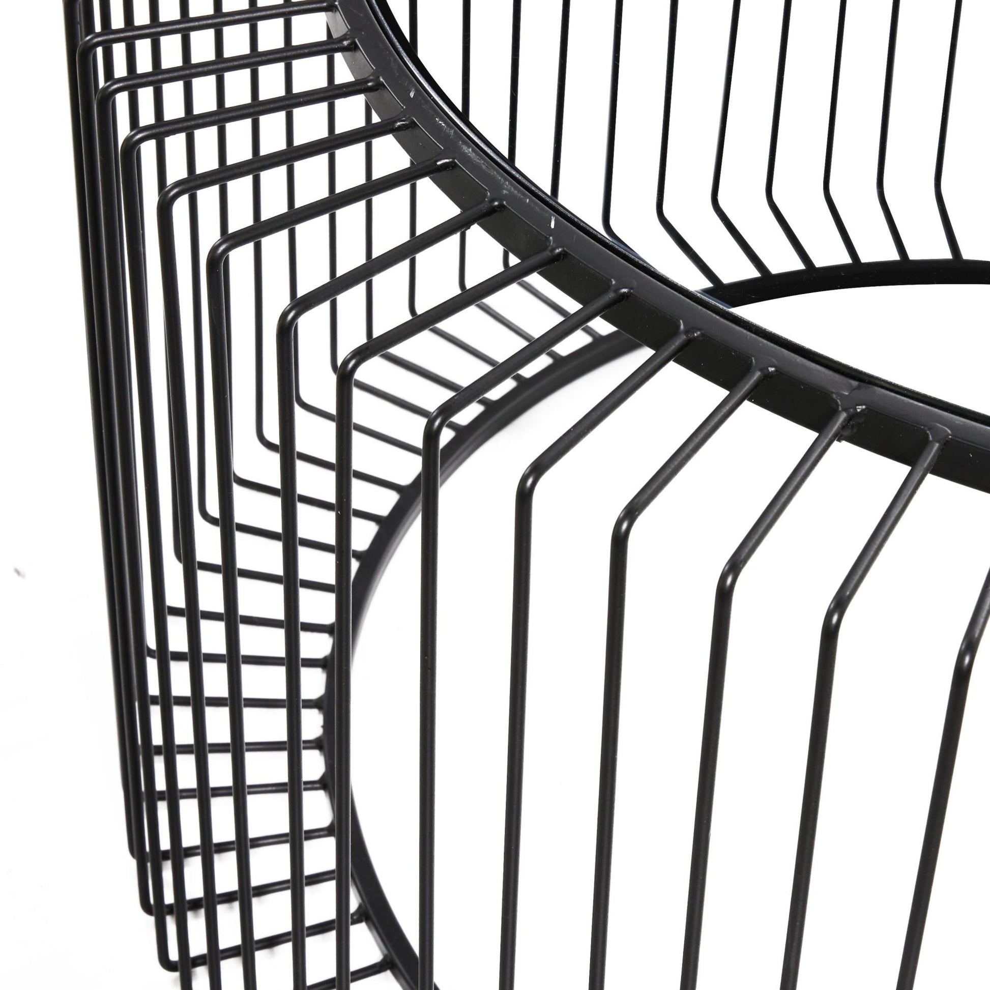Black Metal Open Wire Frame Living Room Coffee Table with Shaded Glass Top