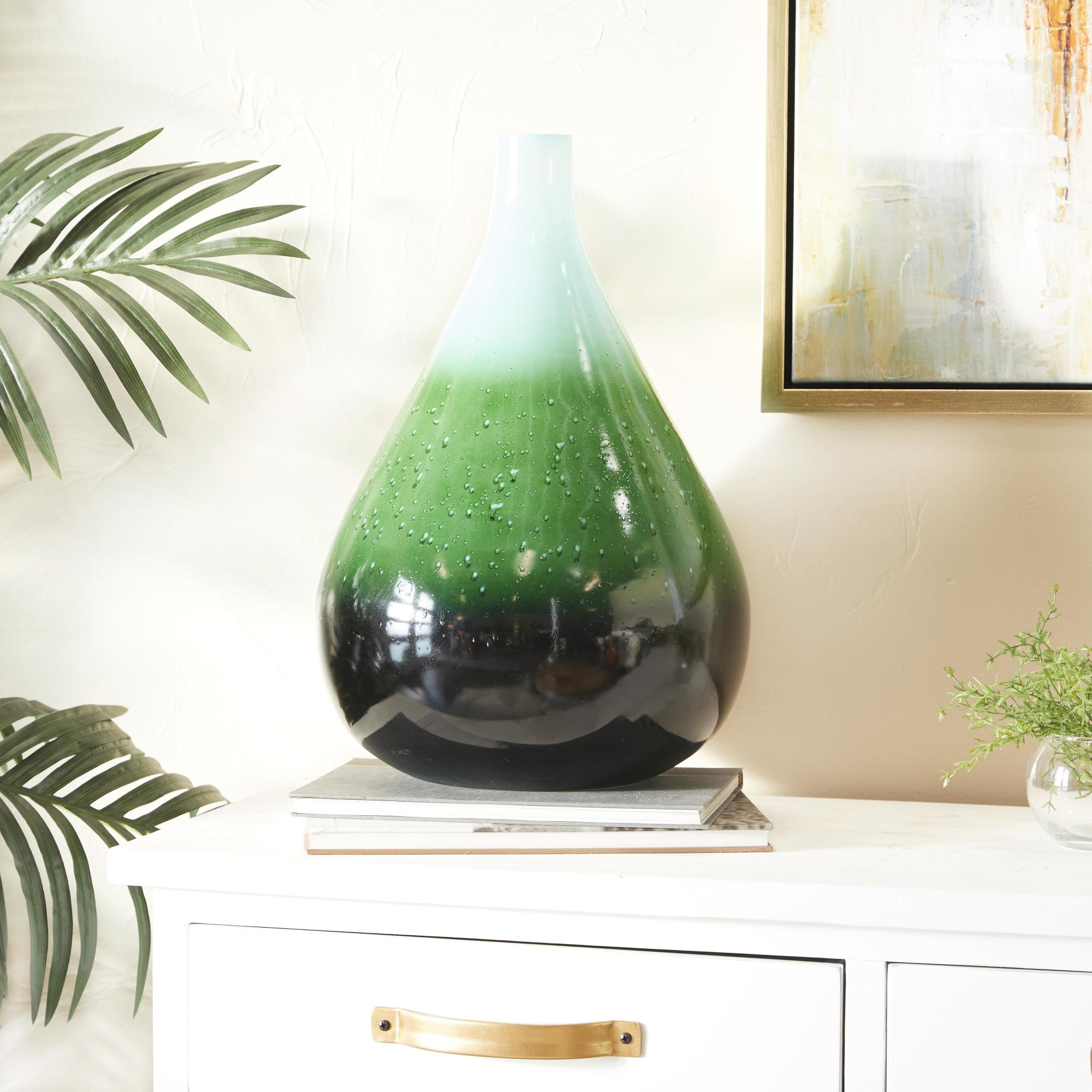 Green Glass Ombre Decorative Vase