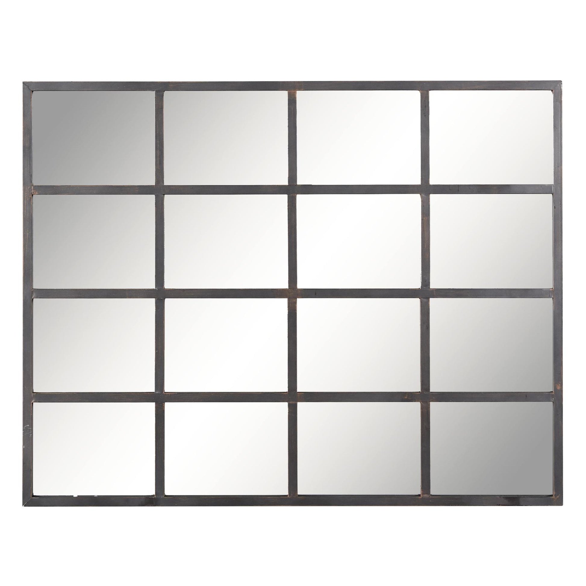 Black Metal Window Pane Inspired Room Wall Mirror