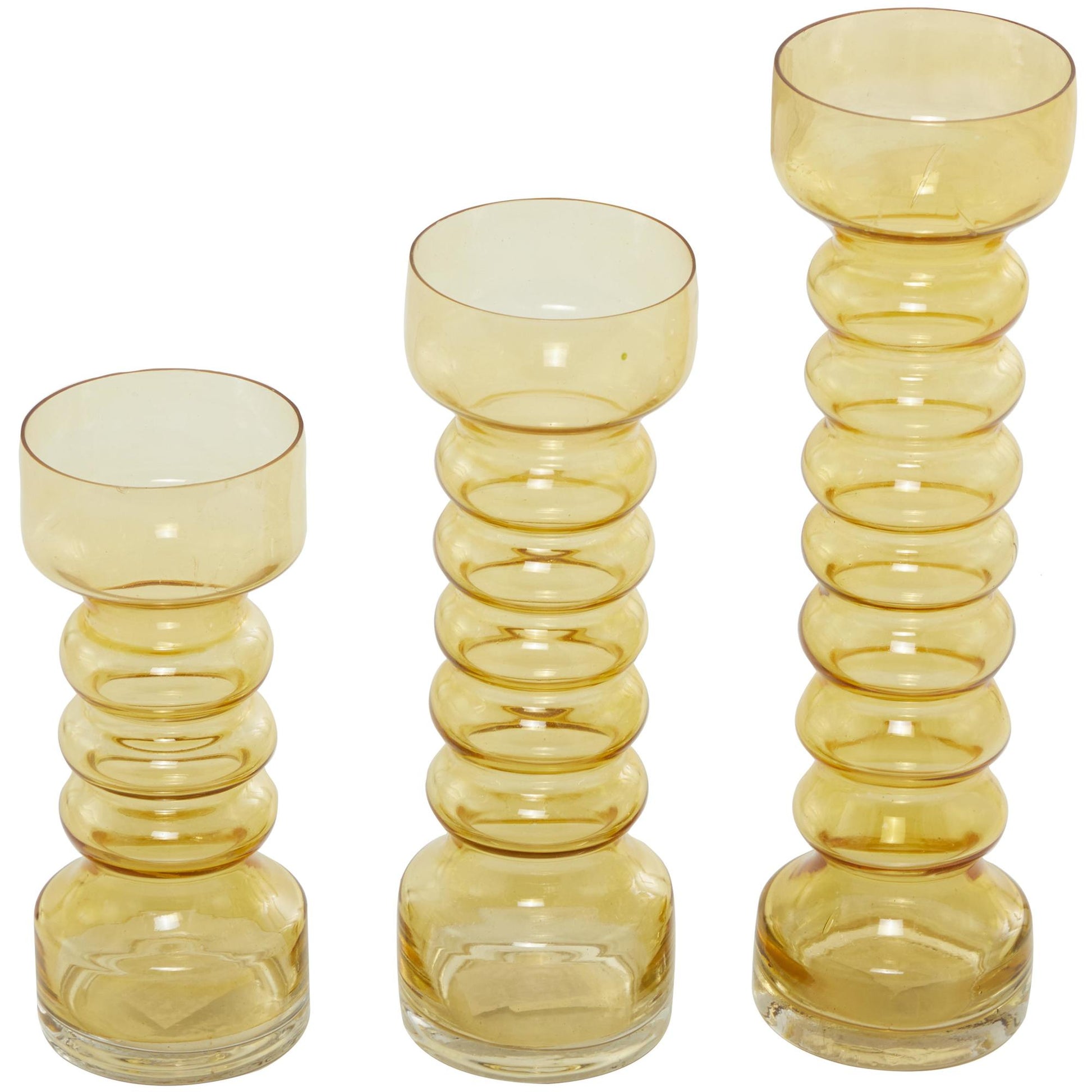 Set of 3 Glass Bubble Pillar Decorative Candle Holder