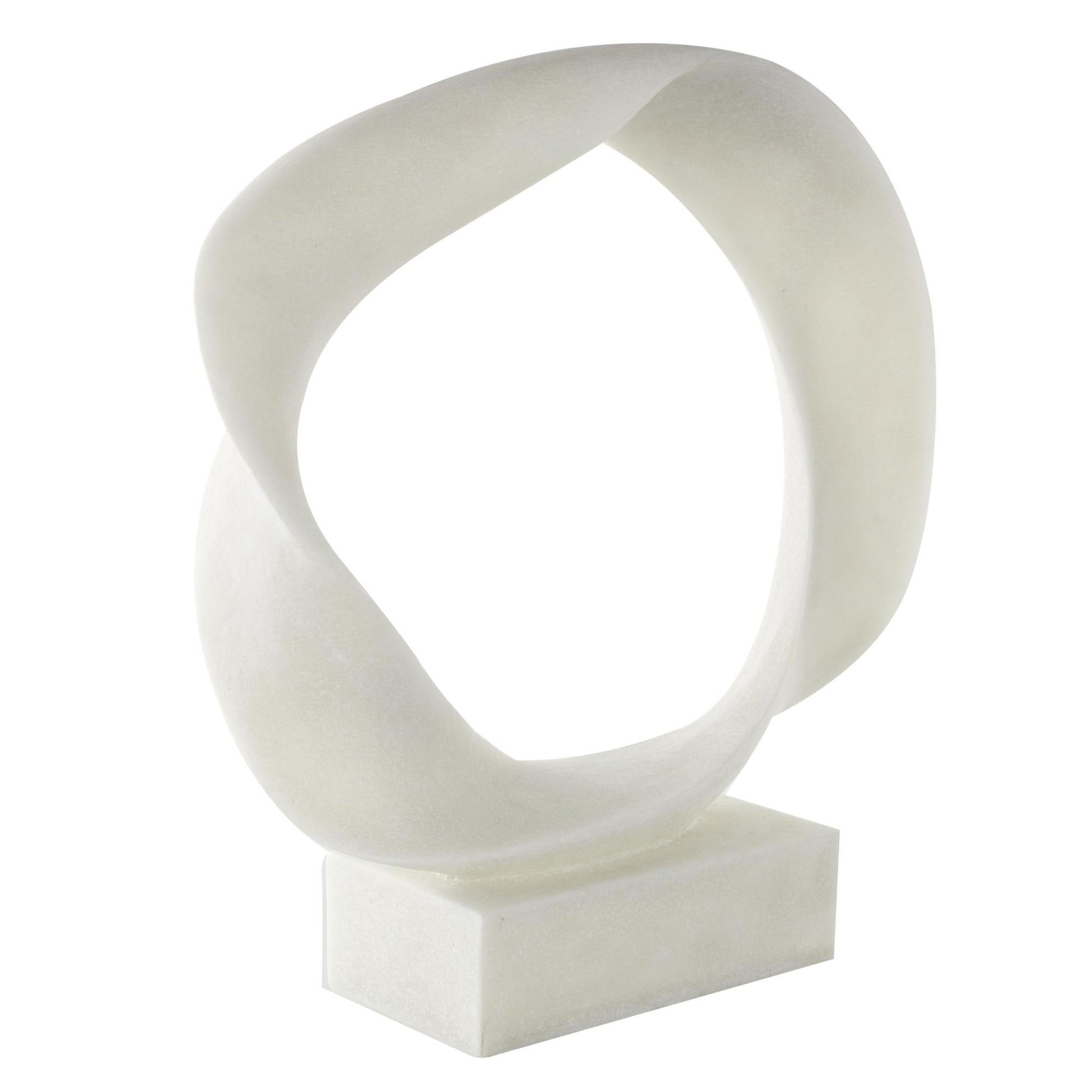 Abstract White Polystone Textured Open Wave Decorative Sculpture with Elevated Base