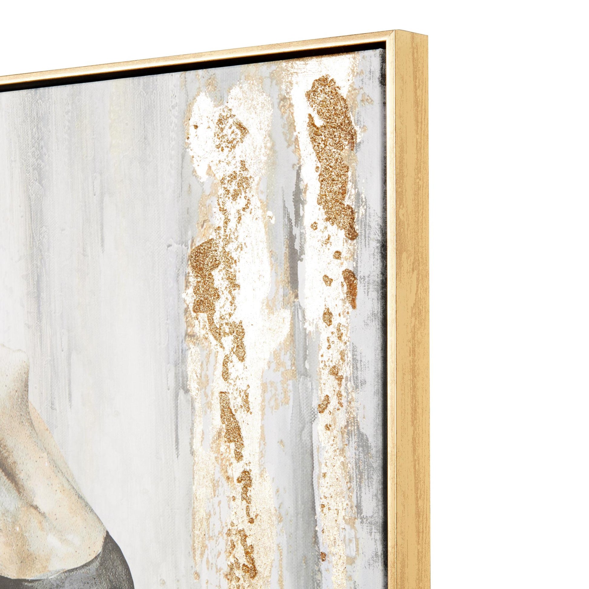 Dancer Gold Canvas Ballet Living Room Framed Wall Art with Black and Gold Foil Accents