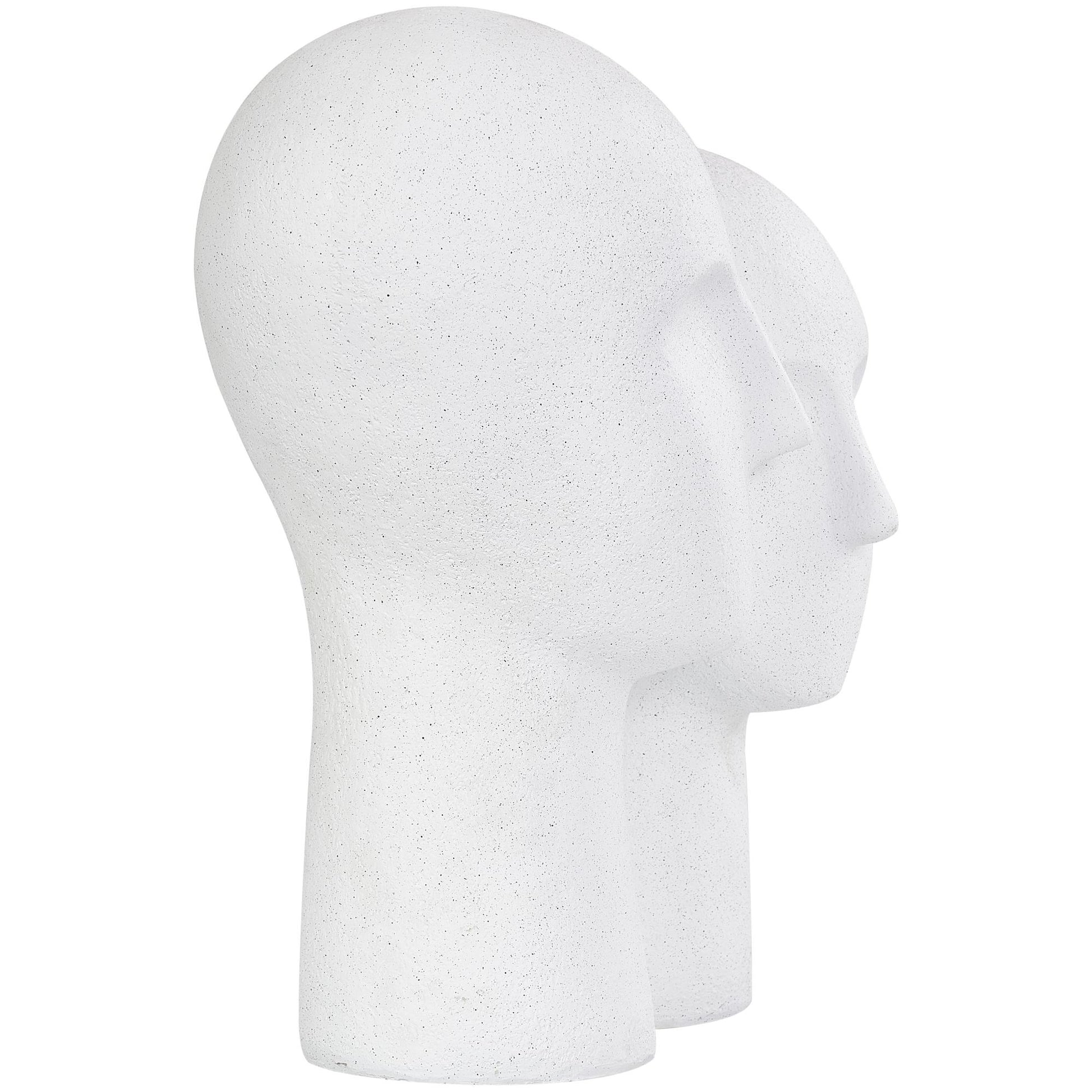 People White Polystone Head Decorative Sculpture with Speckled Detailing