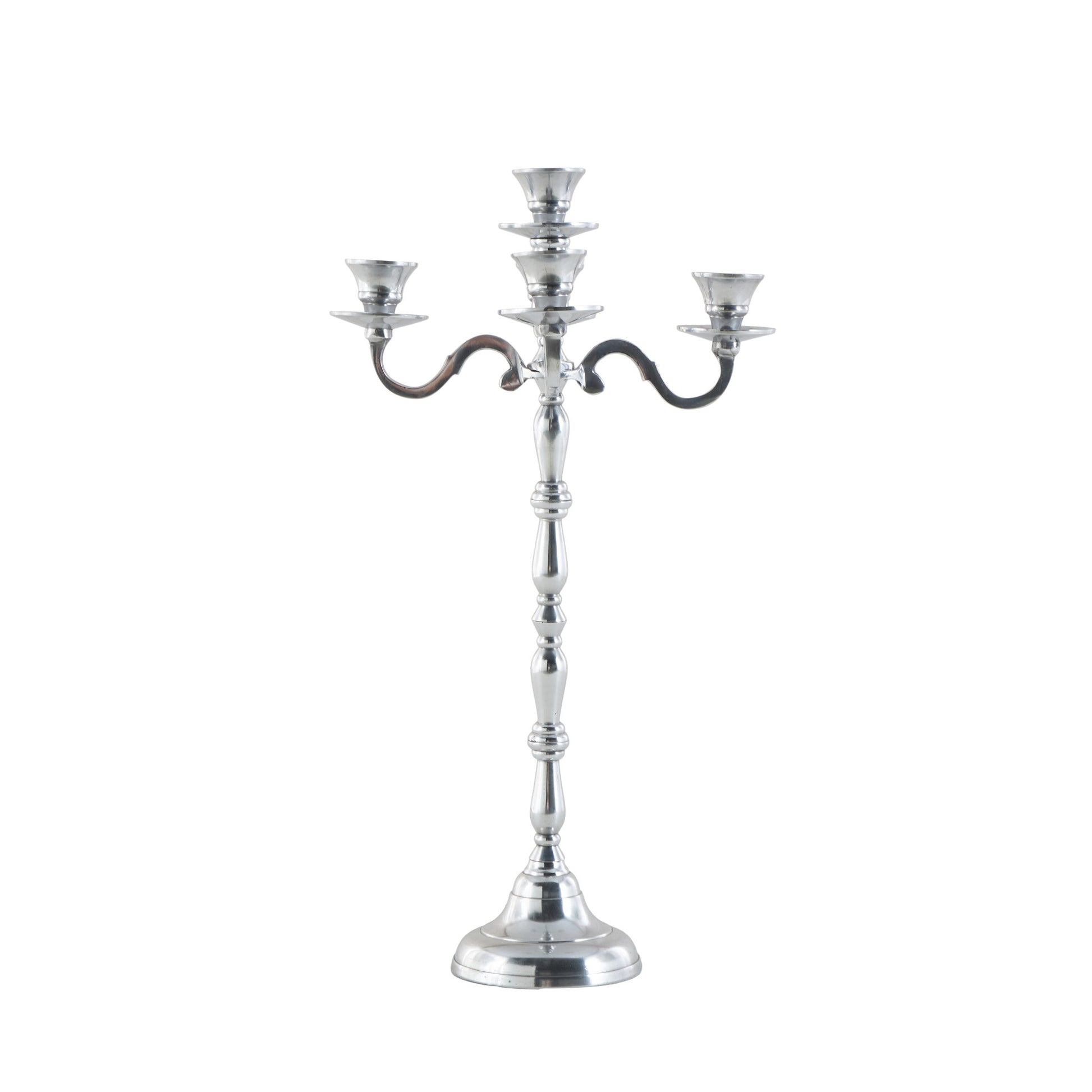 Silver Aluminum Metal Decorative Candelabra