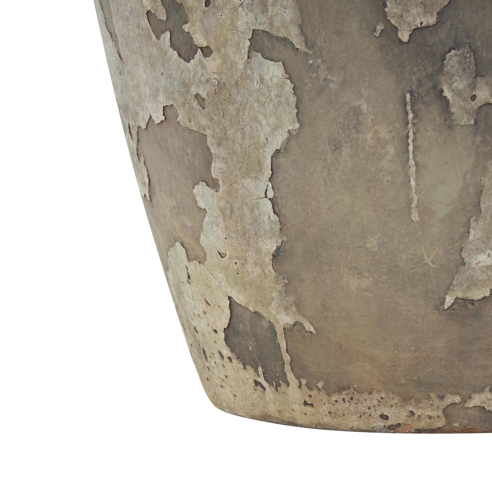 Ceramic Tall Antique Style Pot Vase Room Table Lamp with Cream Linen Shade 20" x 20" x 28"