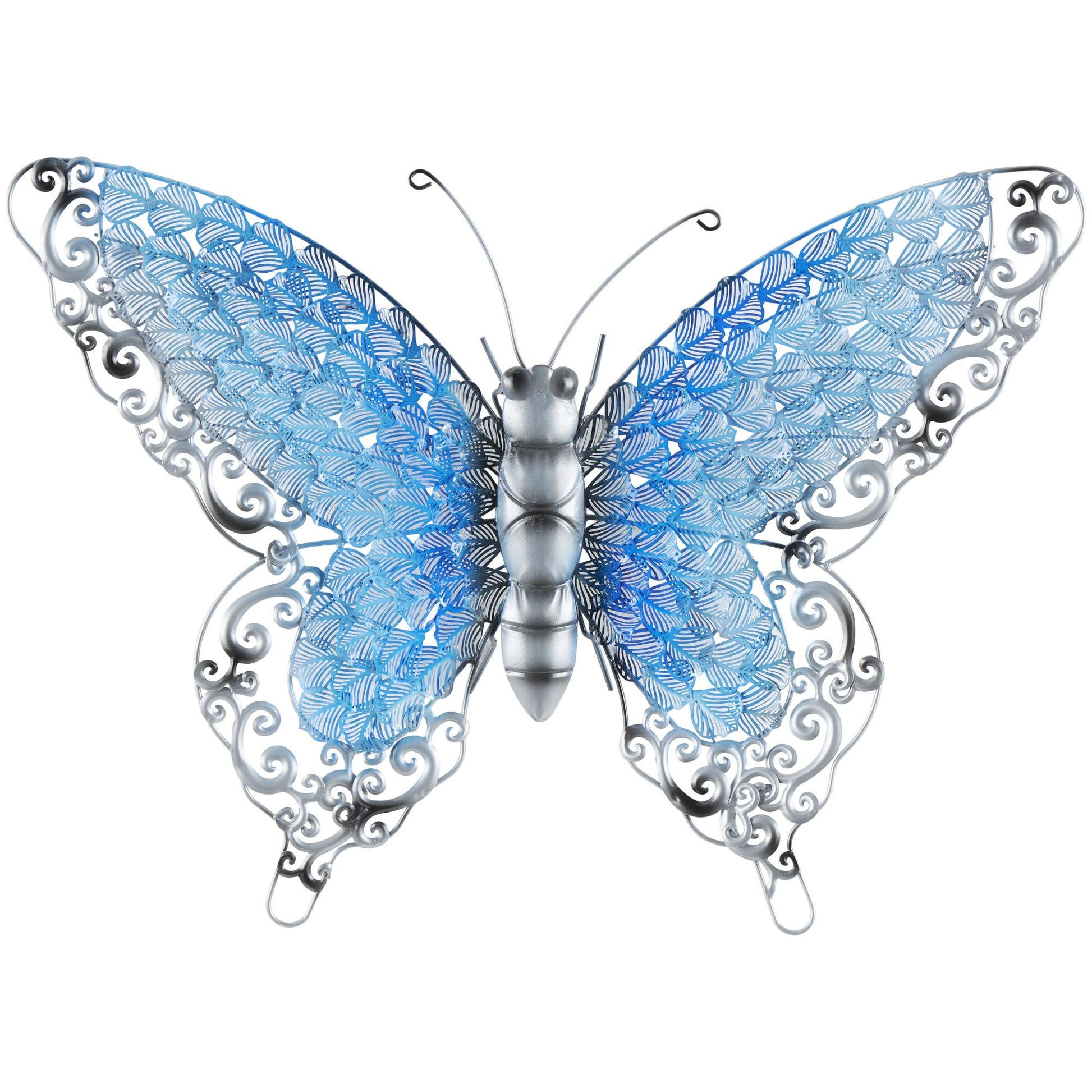 Butterfly Metal Cutout Home Wall Decor with Silver Scroll Details