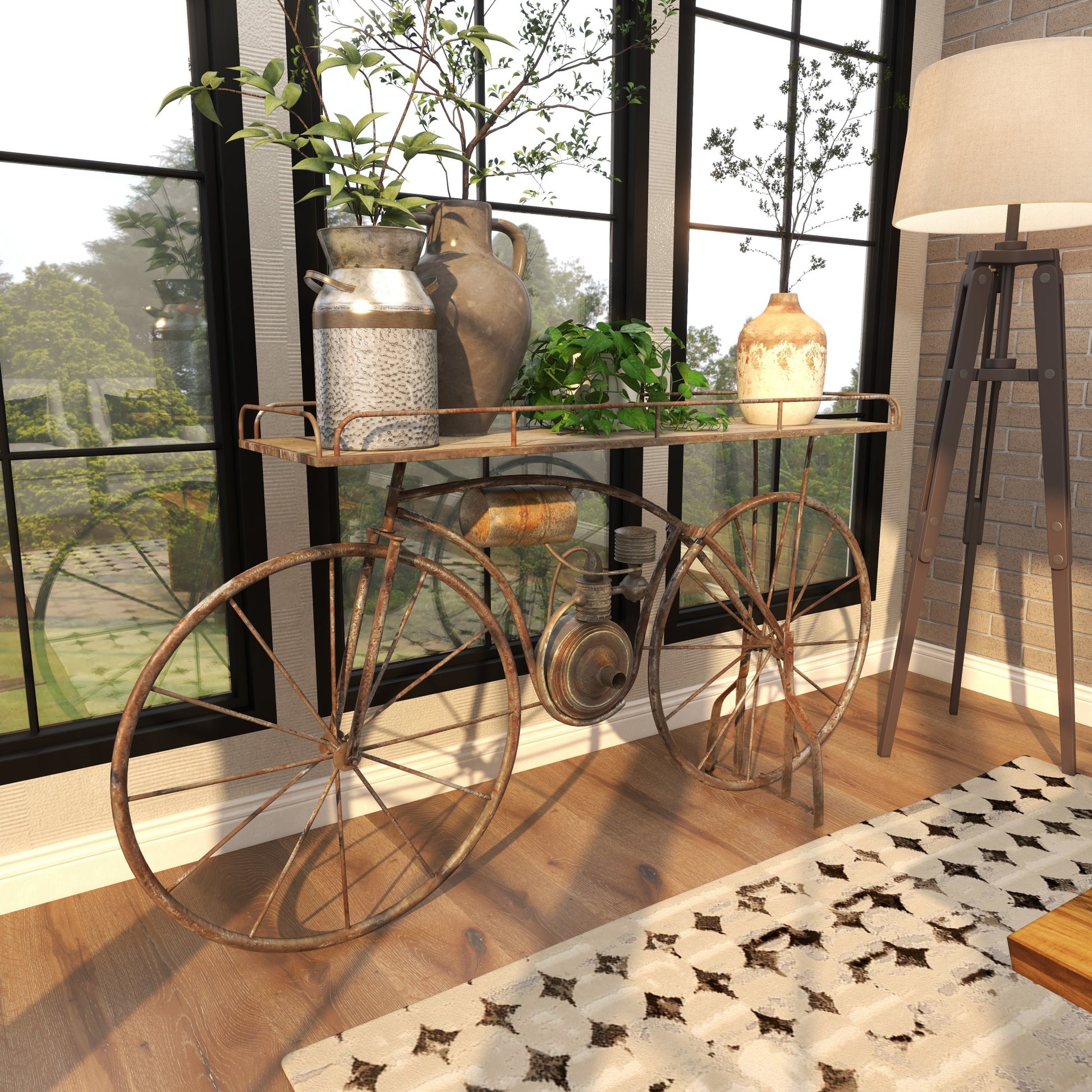 Bike Bronze Metal Weathered Vintage Indoor Outdoor Plantstand