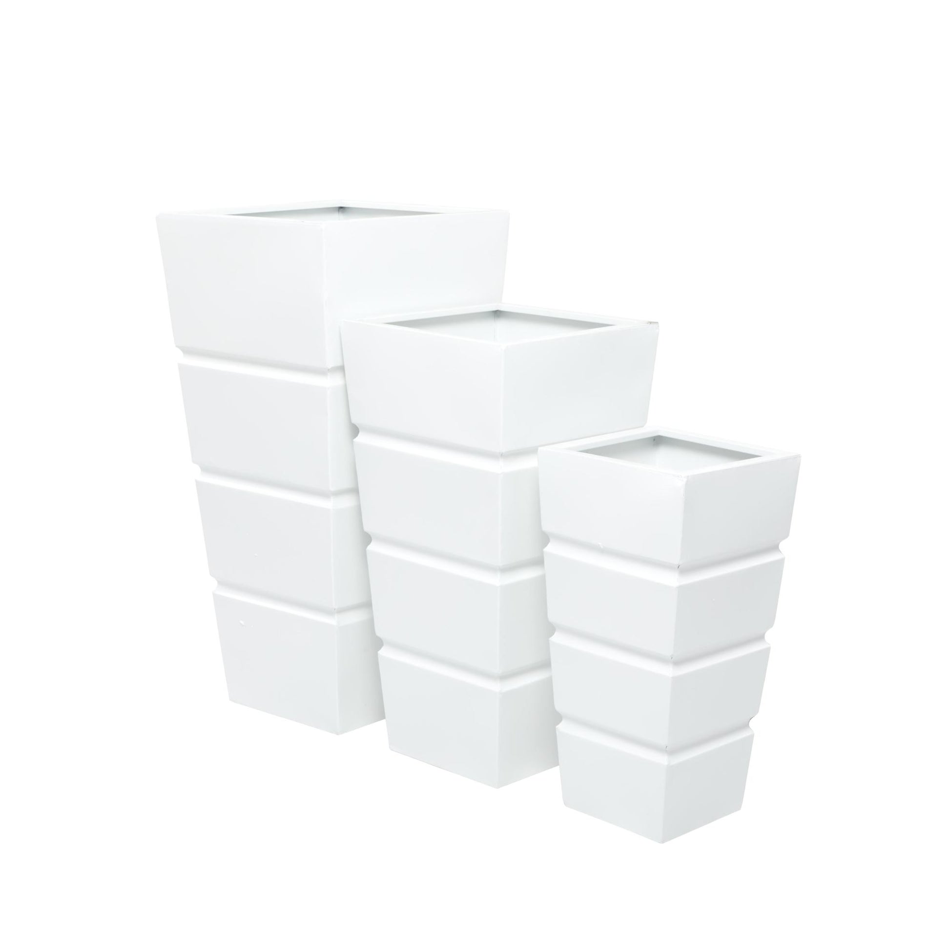 Set of 3 White Metal Planter