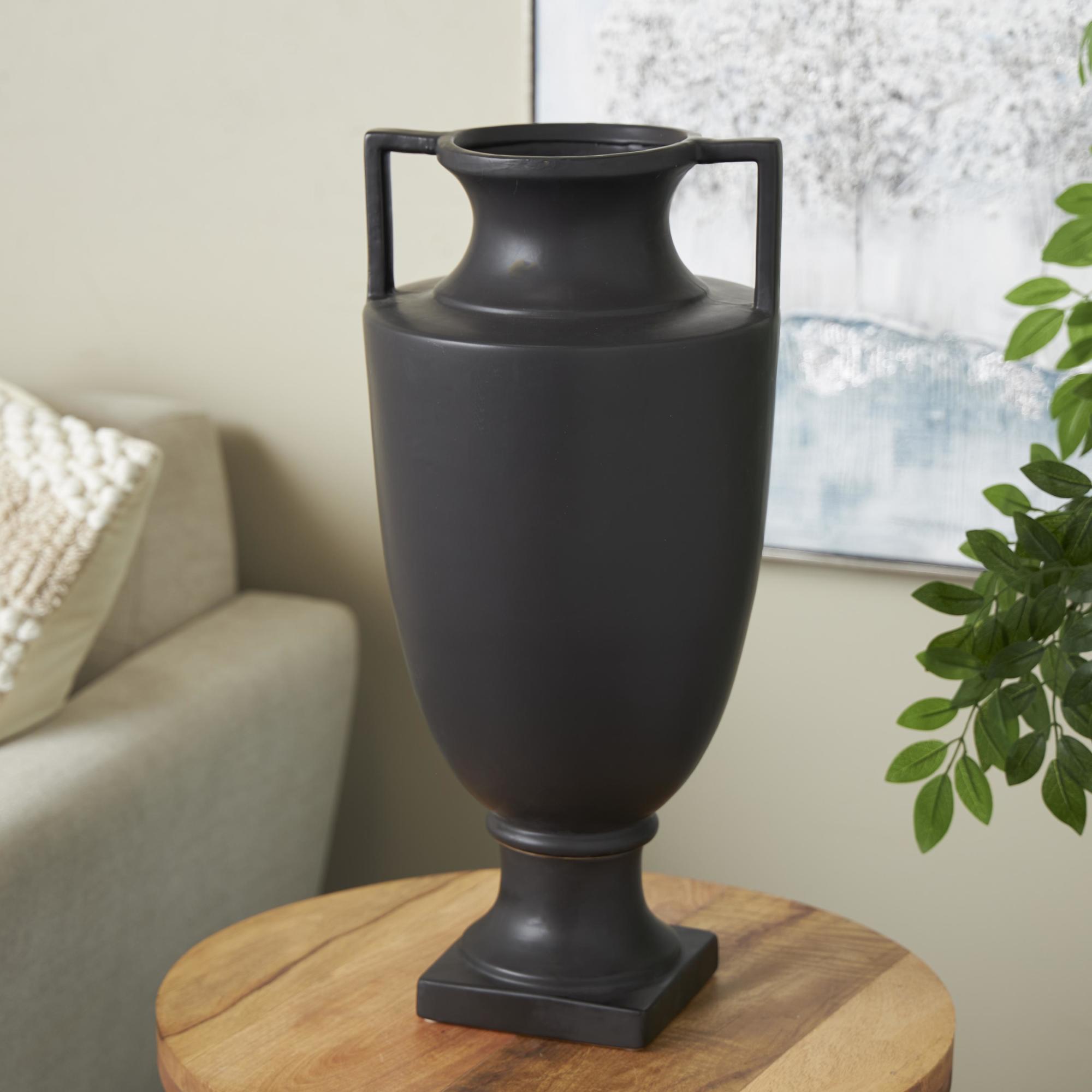 Ceramic Sleek Amphora Decorative Vase with Handles 10" x 10" x 22"