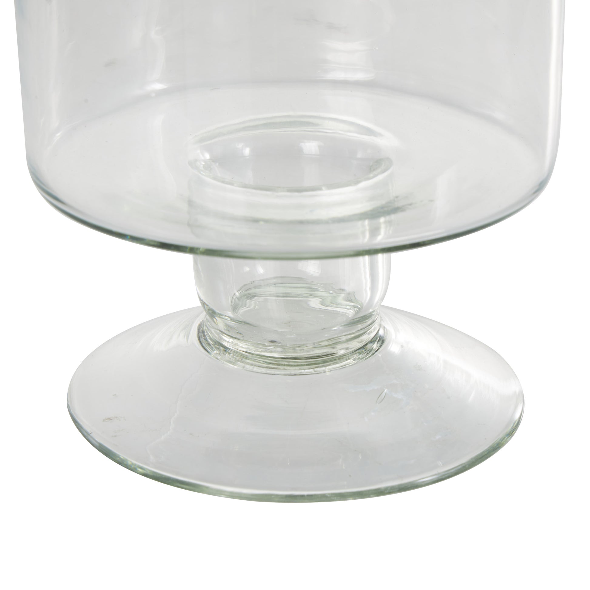 Clear Glass Wide Decorative Candle Holder with Elevated Base