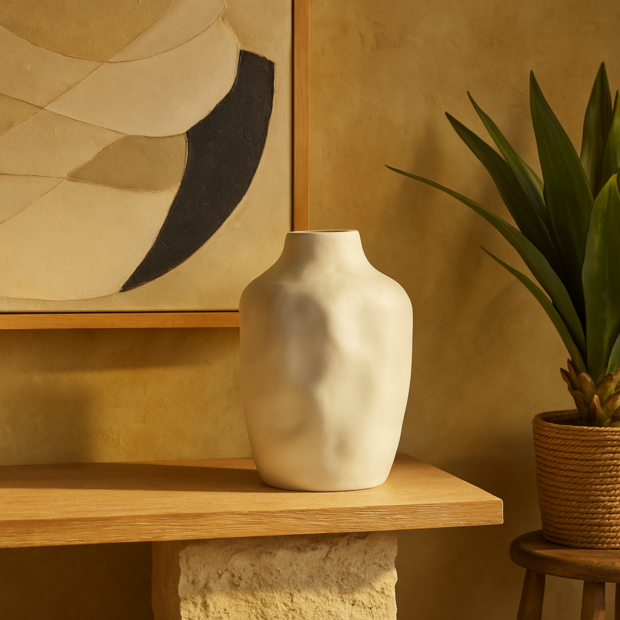 CosmoLiving by Cosmopolitan Abstract Ceramic Faceted Decorative Vase