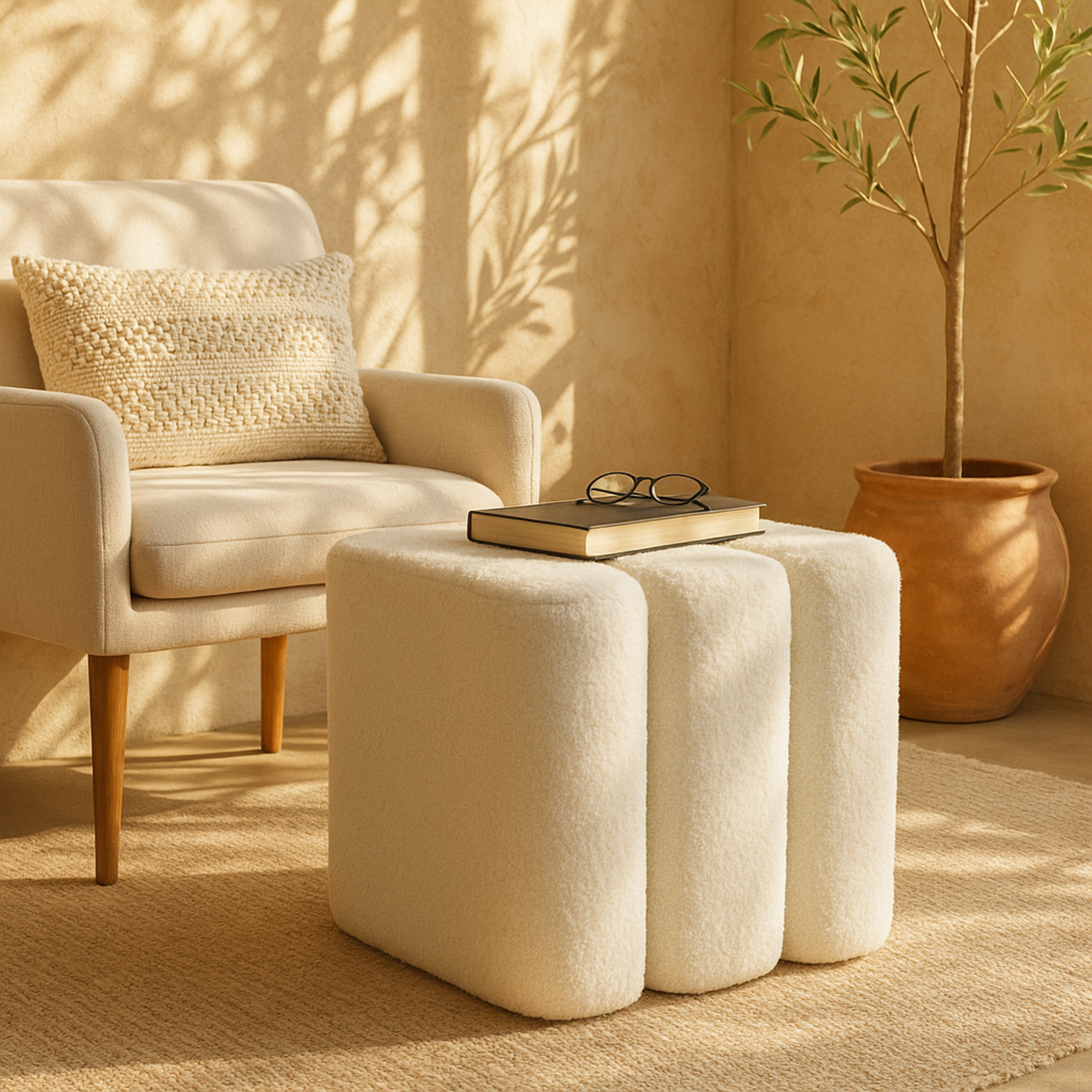 Polyester S- Shaped Room Ottoman with Connected Arches 18" x 18" x 18"