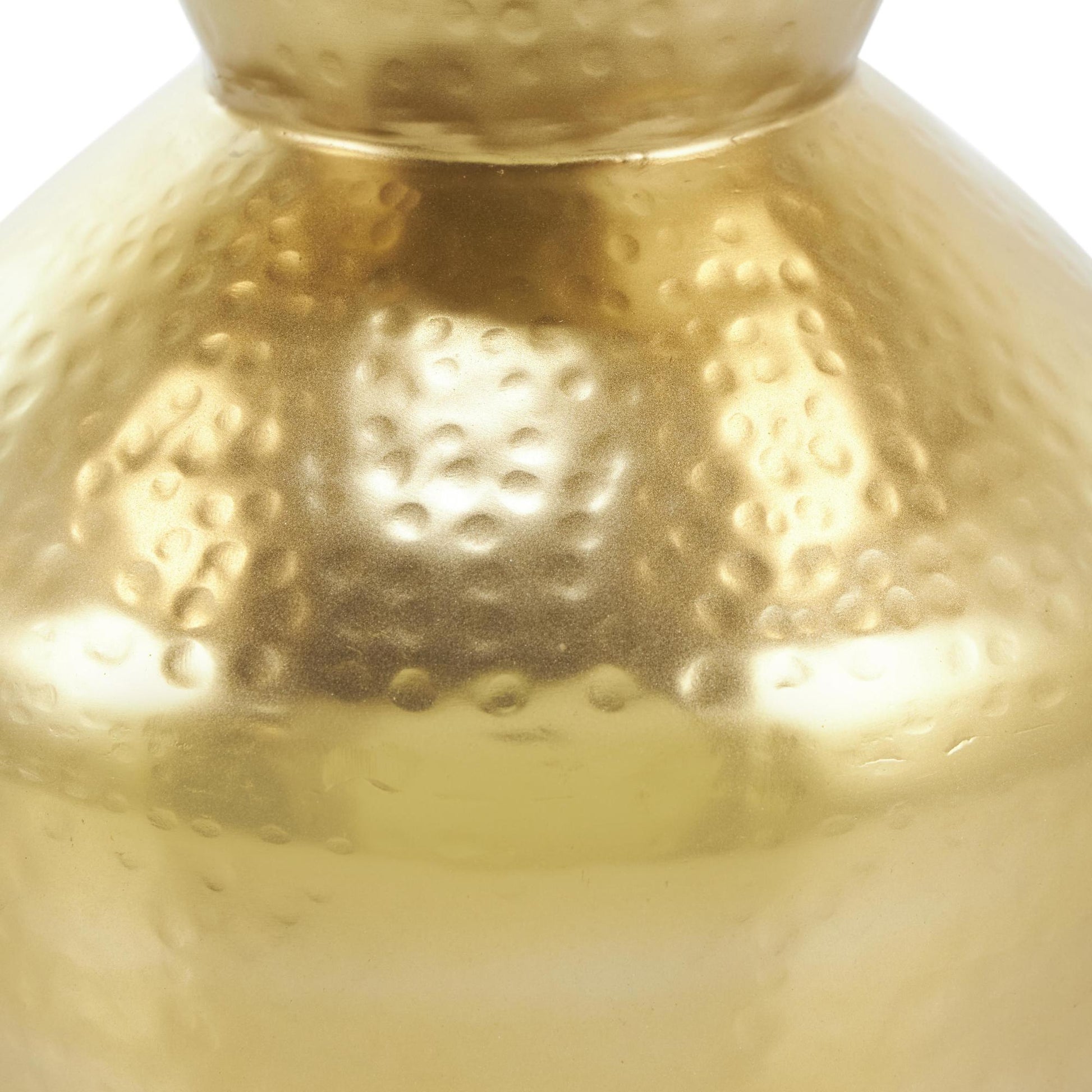Gold Metal Hammered Spotted Decorative Vase with Fluted Top